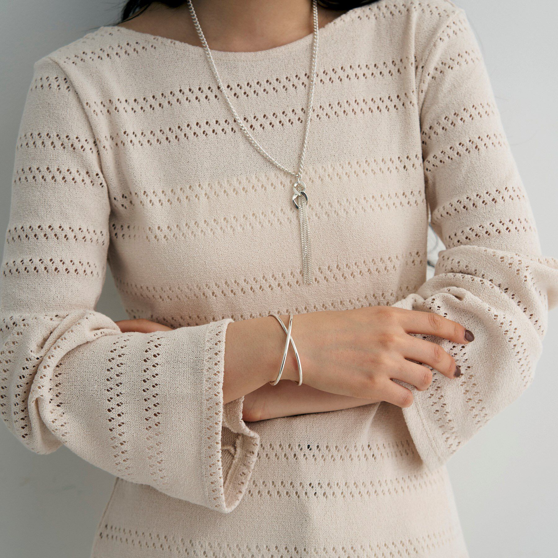 COCOSHNIK ONKITSCH「シルバー ワンストロークXバングル」|ブレスレット・バングル|