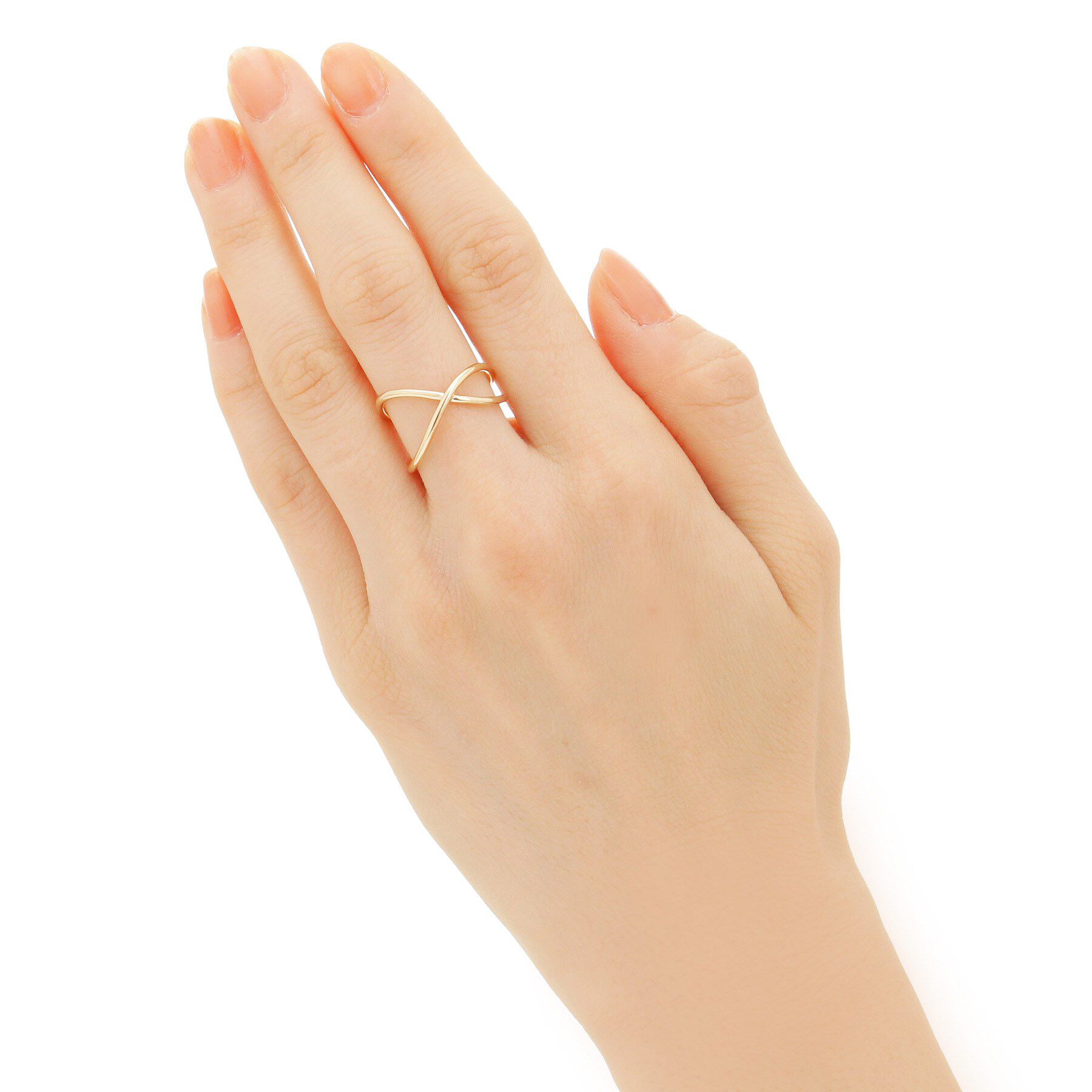 COCOSHNIK「K10ワンストローク アシンメトリー Ｘリング」|リング|