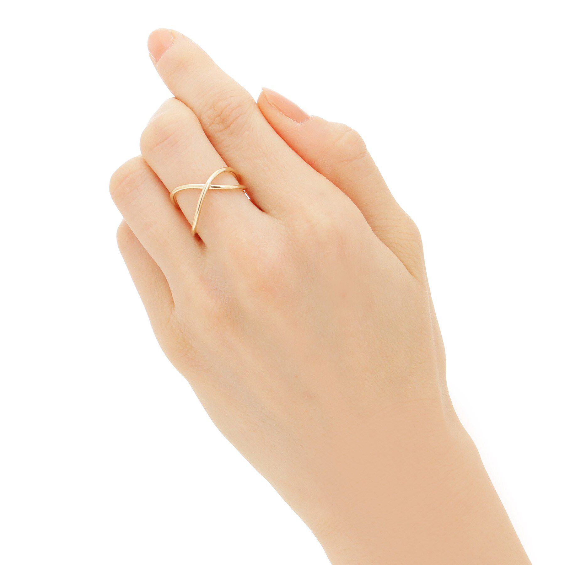 COCOSHNIK「K10ワンストローク アシンメトリー Ｘリング」|リング|