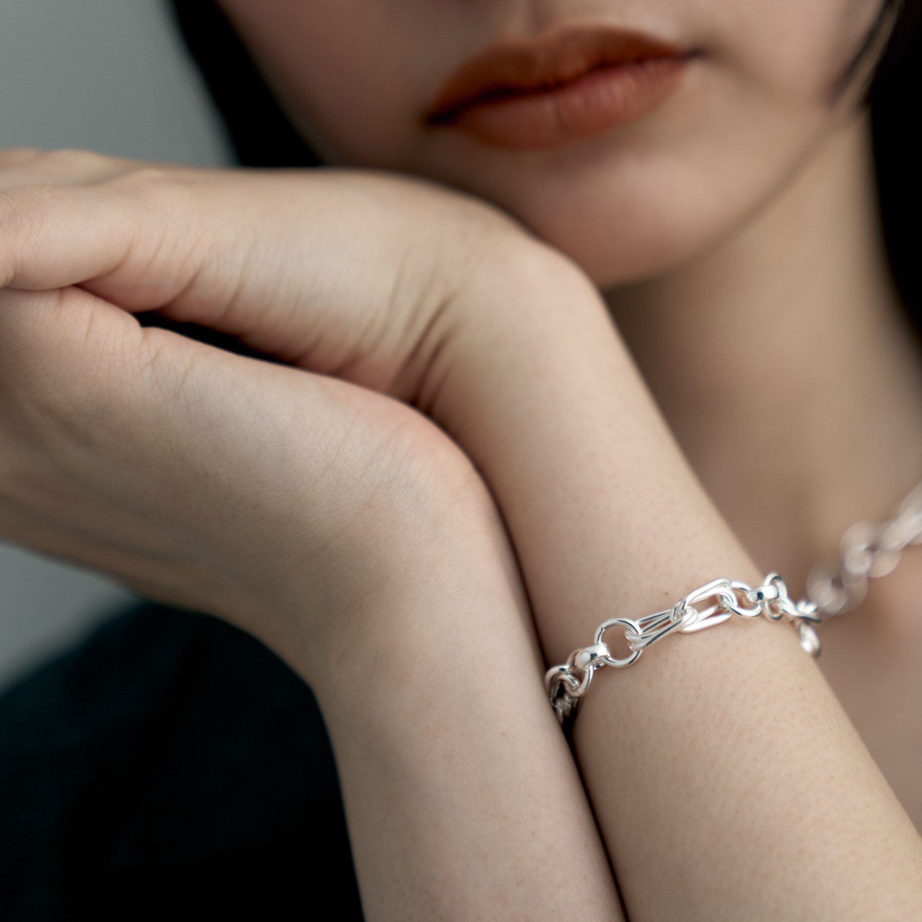 COCOSHNIK ONKITSCH「シルバー ミックスチェーン ダブルリンクブレスレット」|ブレスレット・バングル|