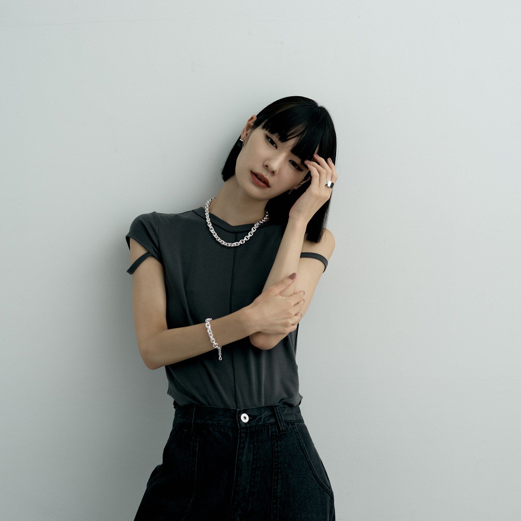 COCOSHNIK ONKITSCH「シルバー デザインチェーン ホロウカットケーブルブレスレット」|ブレスレット・バングル|