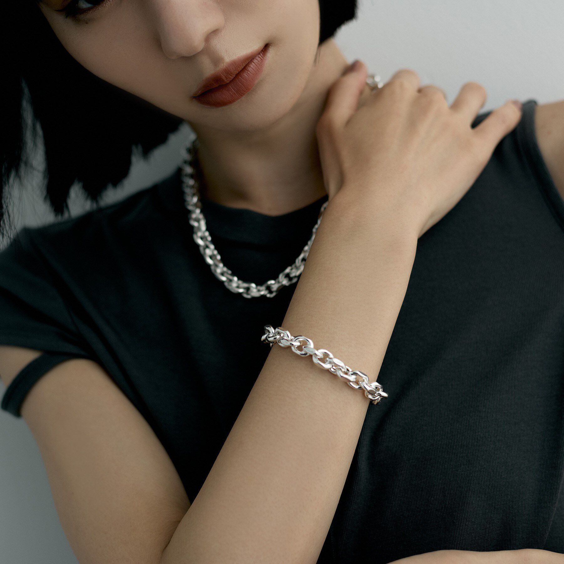 COCOSHNIK ONKITSCH「シルバー デザインチェーン ホロウカットケーブルブレスレット」|ブレスレット・バングル|