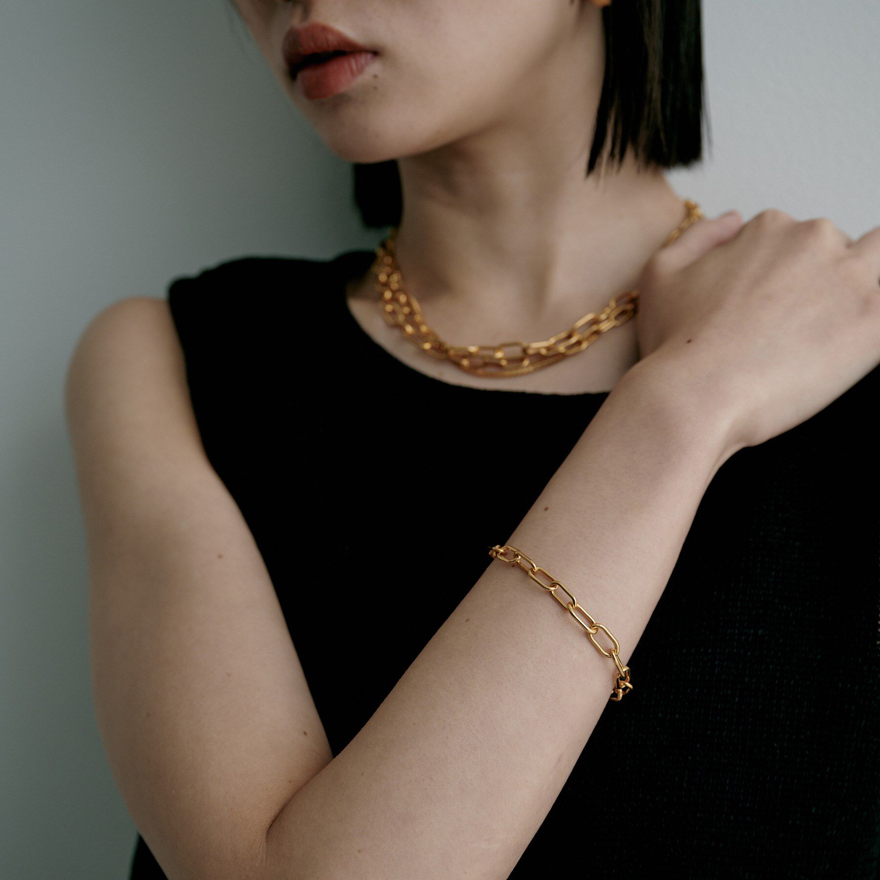 COCOSHNIK ONKITSCH「シルバー デザインチェーン ケーブルグラデーションブレスレットGP」|ブレスレット・バングル|