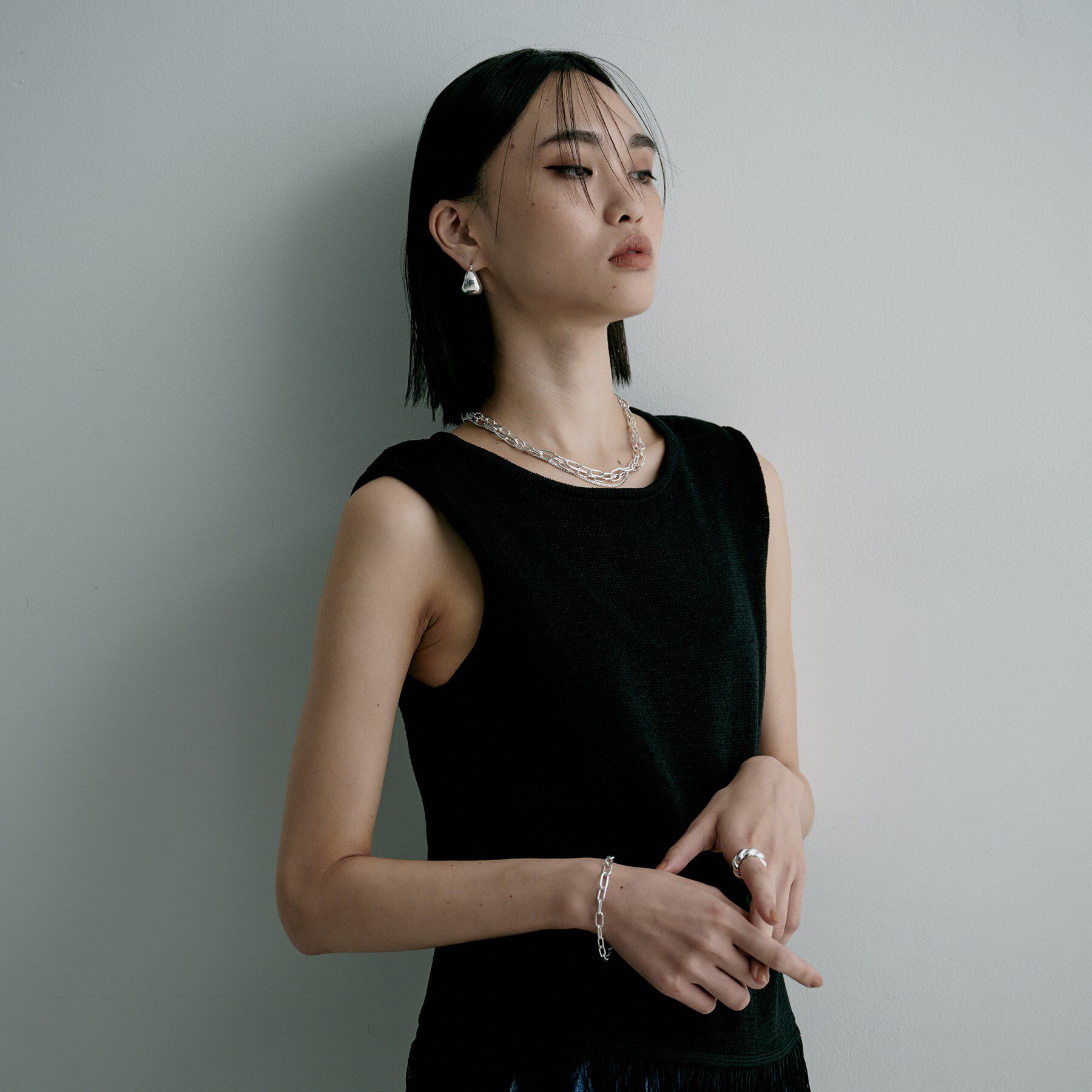 COCOSHNIK ONKITSCH「シルバー デザインチェーン ケーブルグラデーションブレスレット」|ブレスレット・バングル|