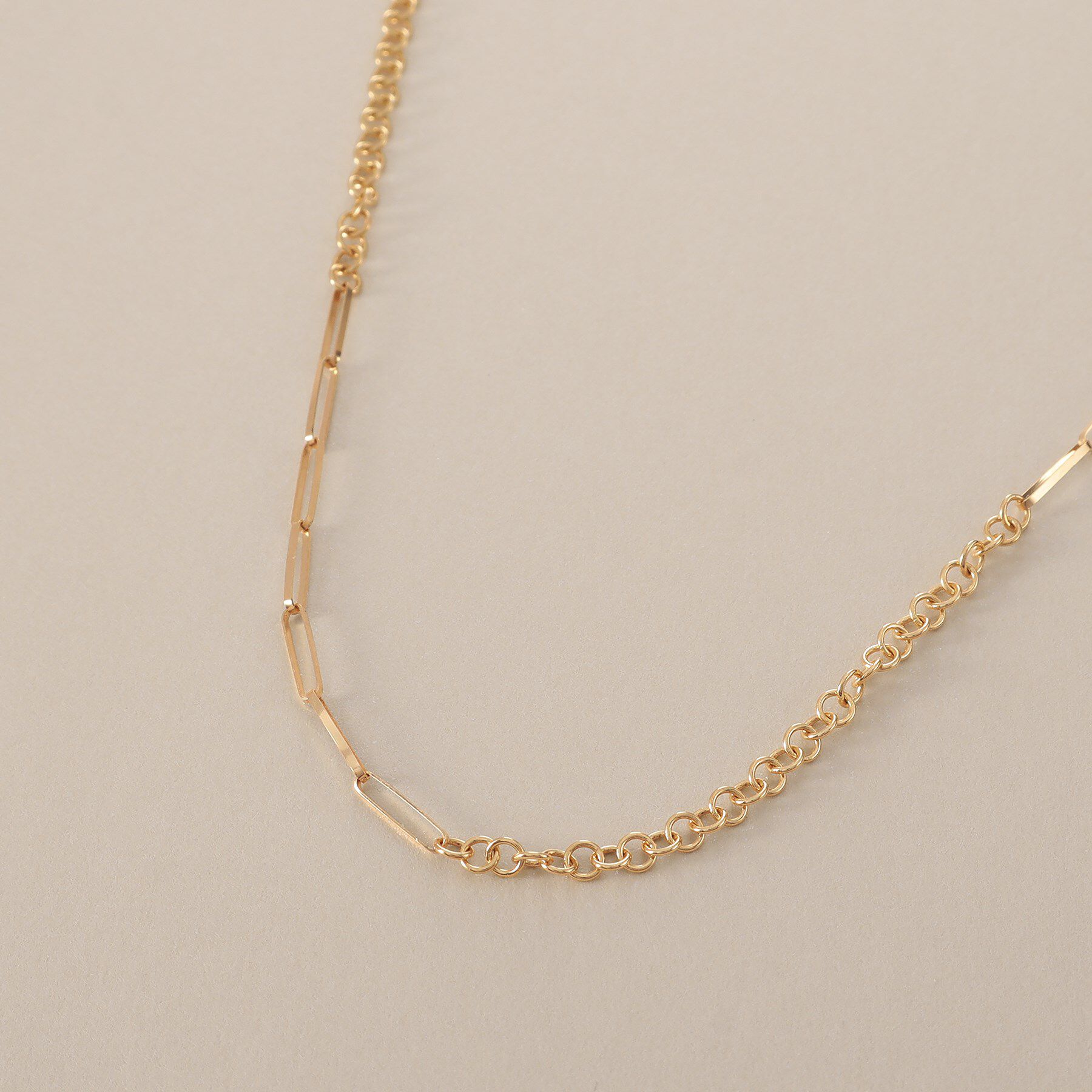 COCOSHNIK「K18リボンケーブル&times;ラウンドチェーン ネックレス」|ネックレス|