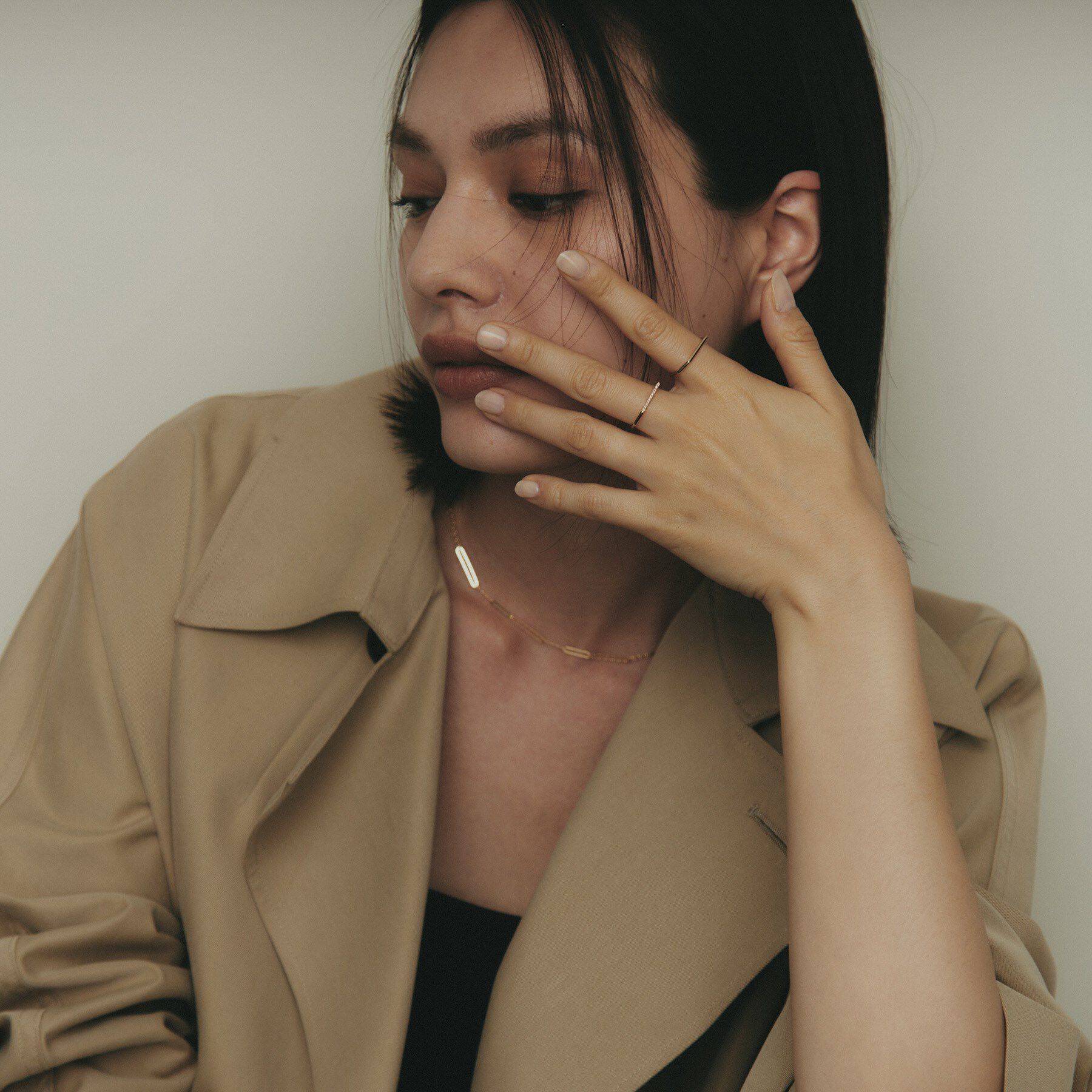 COCOSHNIK「K10ダイヤモンド スロープ リング」|リング|