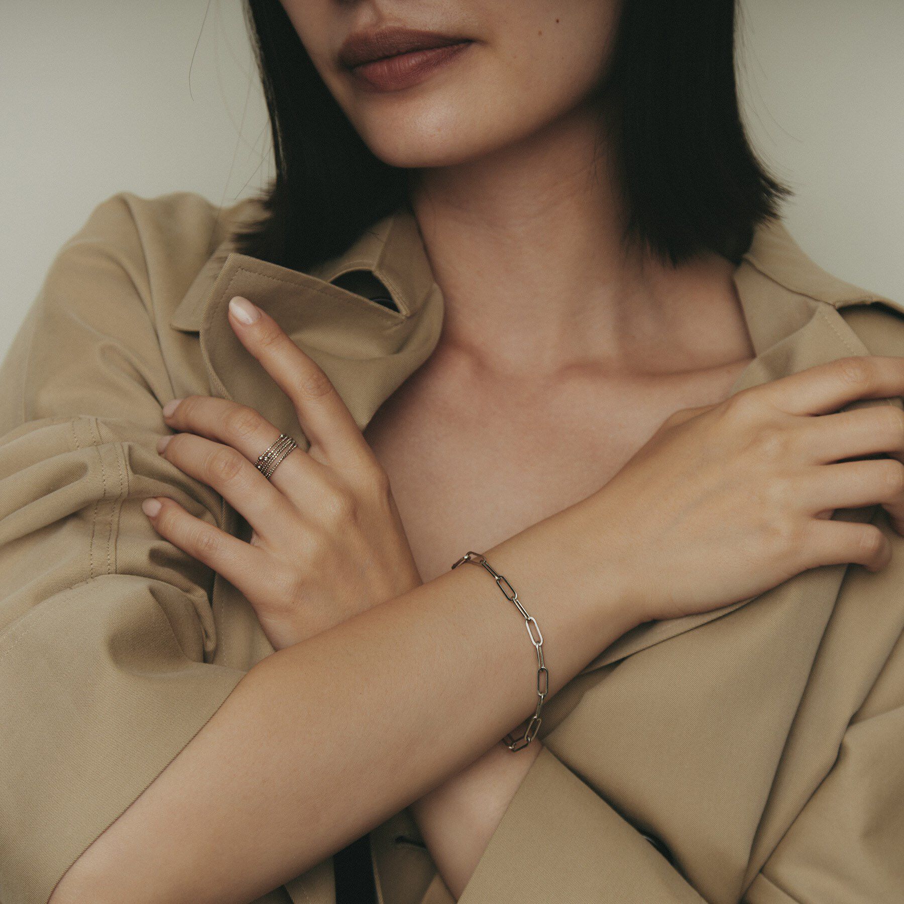 COCOSHNIK「プラチナ 中空プリムケーブルチェーンXL ブレスレット」|ブレスレット・バングル|