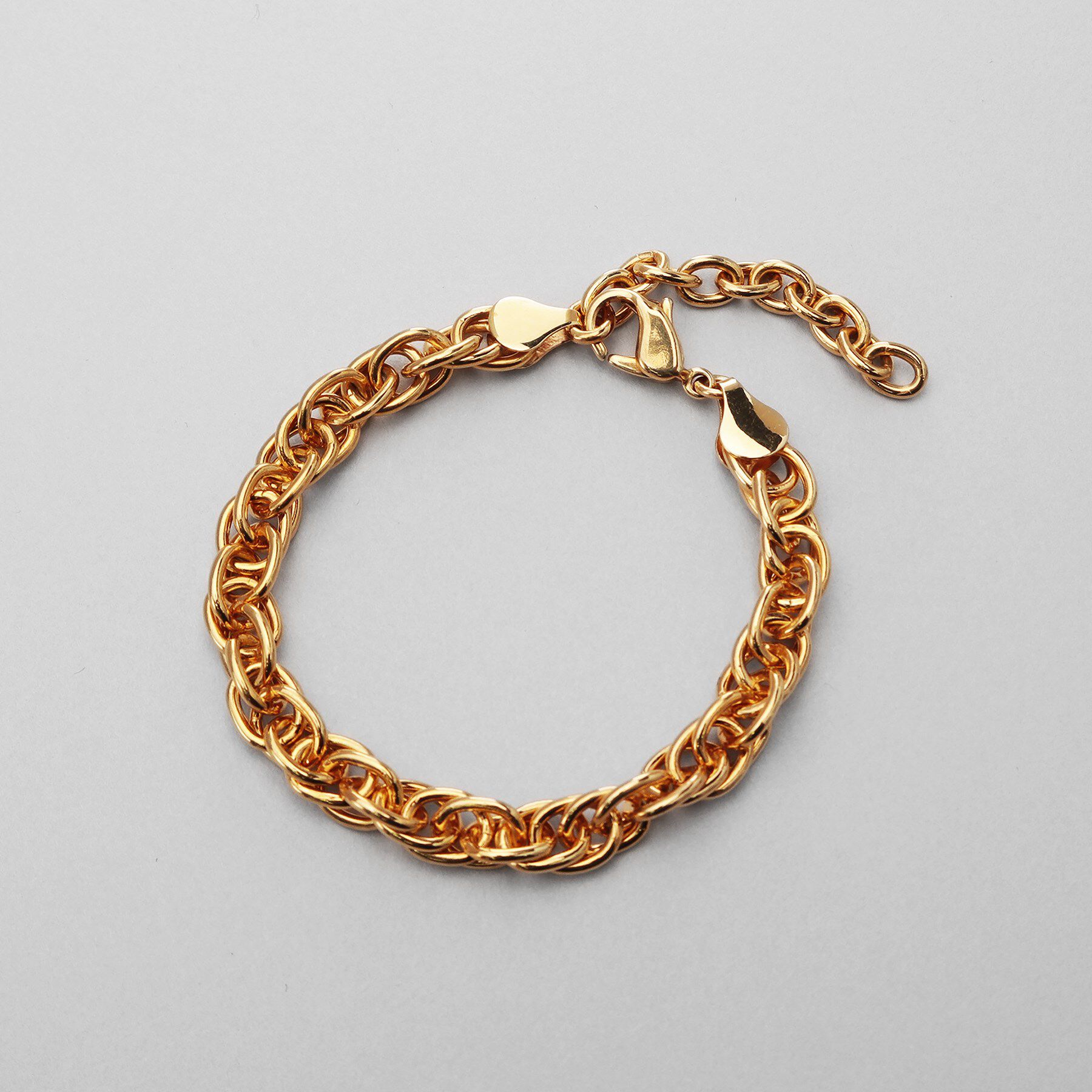 COCOSHNIK ONKITSCH「シルバー デザインチェーン ダブルケーブルブレスレット GP」|ブレスレット・バングル|