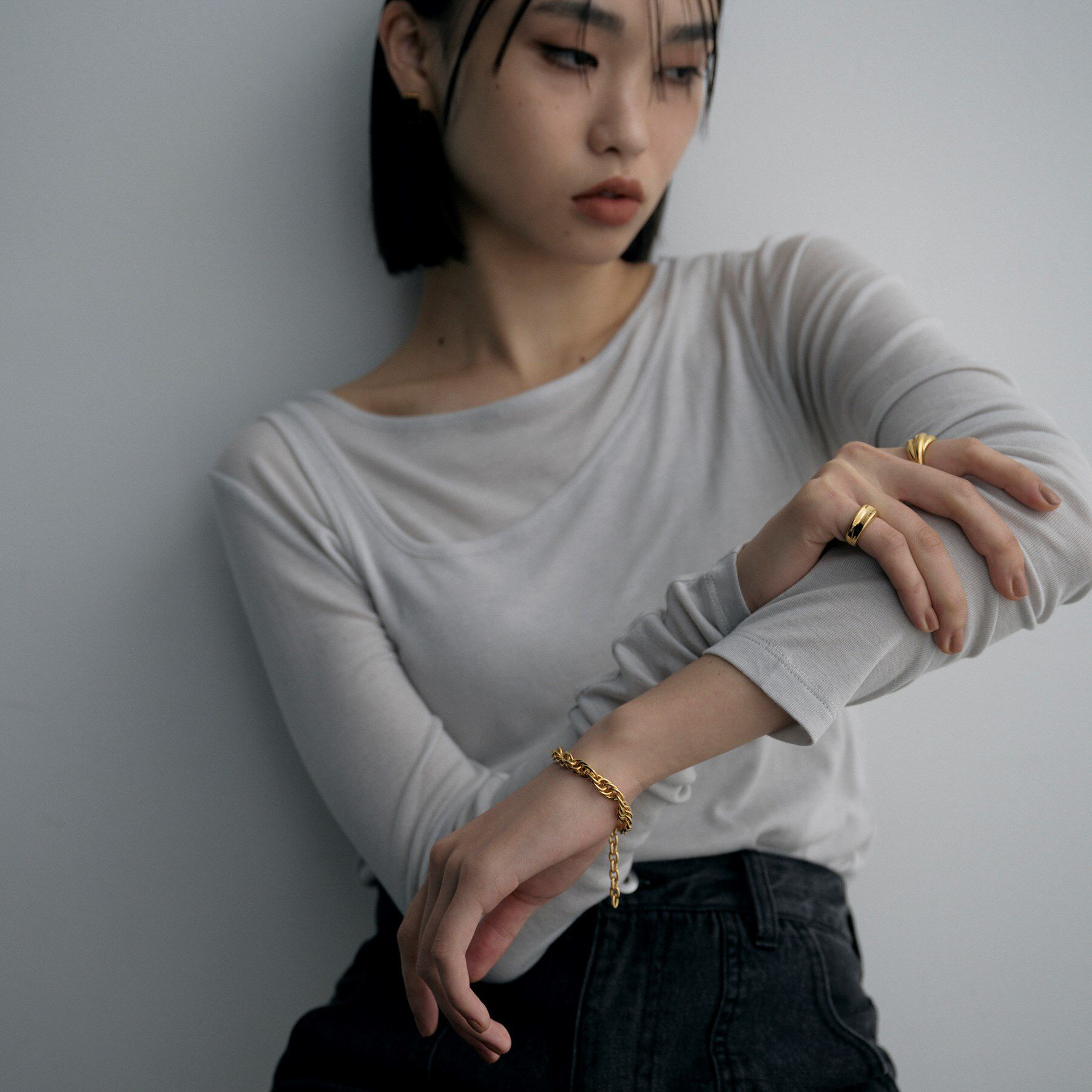 COCOSHNIK ONKITSCH「シルバー デザインチェーン ダブルケーブルブレスレット GP」|ブレスレット・バングル|