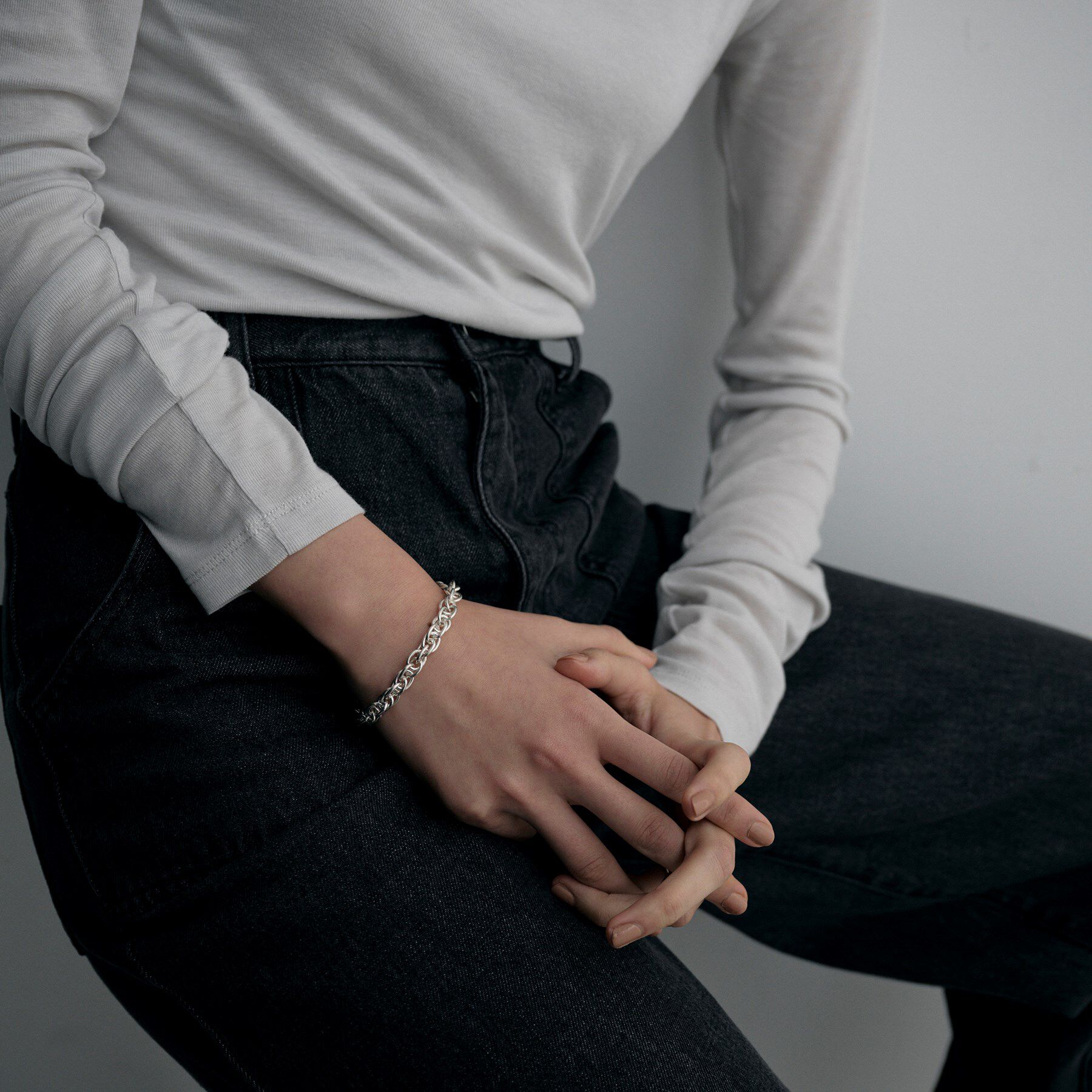 COCOSHNIK ONKITSCH「シルバー デザインチェーン ダブルケーブルブレスレット」|ブレスレット・バングル|