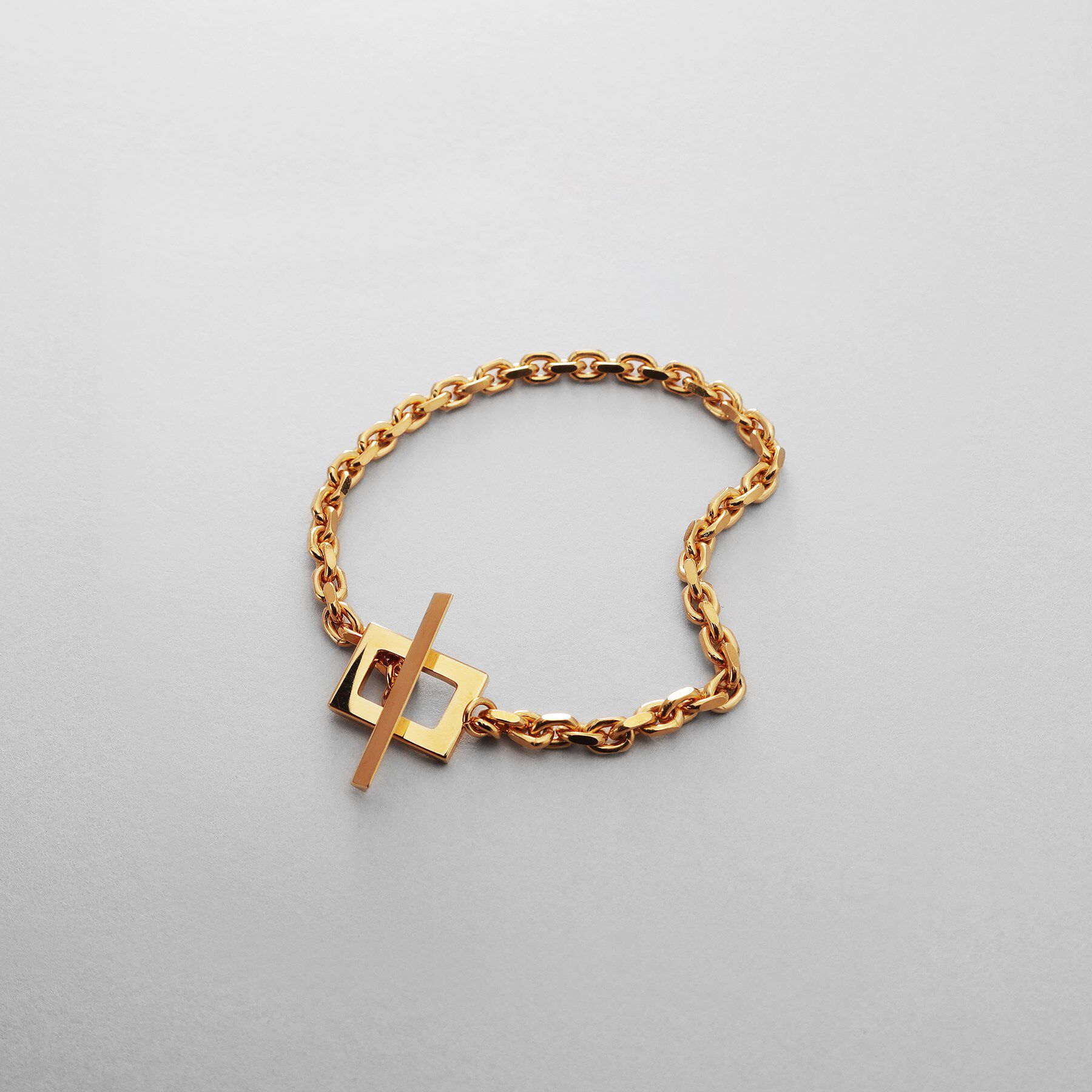 COCOSHNIK ONKITSCH「シルバー カットケーブルチェーン レクタングルマンテルブレスレット S GP」|ブレスレット・バングル|