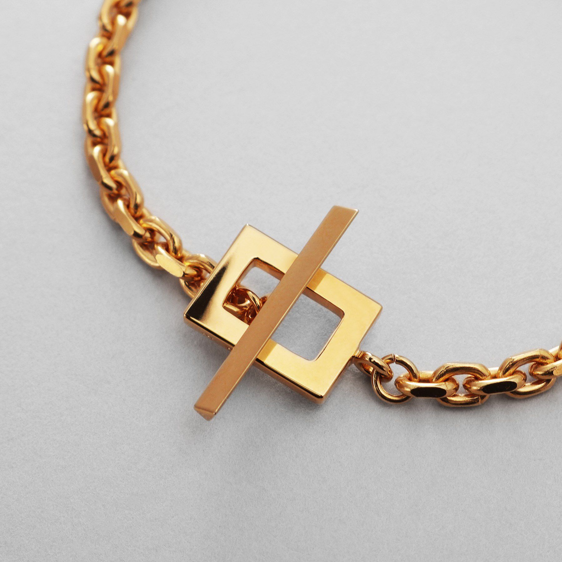 COCOSHNIK ONKITSCH「シルバー カットケーブルチェーン レクタングルマンテルブレスレット S GP」|ブレスレット・バングル|