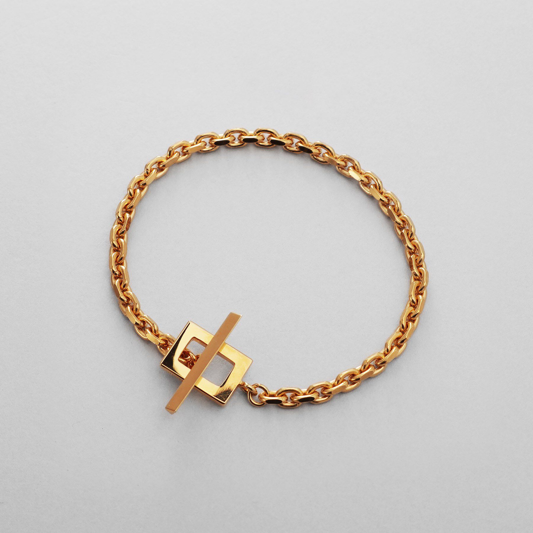 COCOSHNIK ONKITSCH「シルバー カットケーブルチェーン レクタングルマンテルブレスレット S GP」|ブレスレット・バングル|