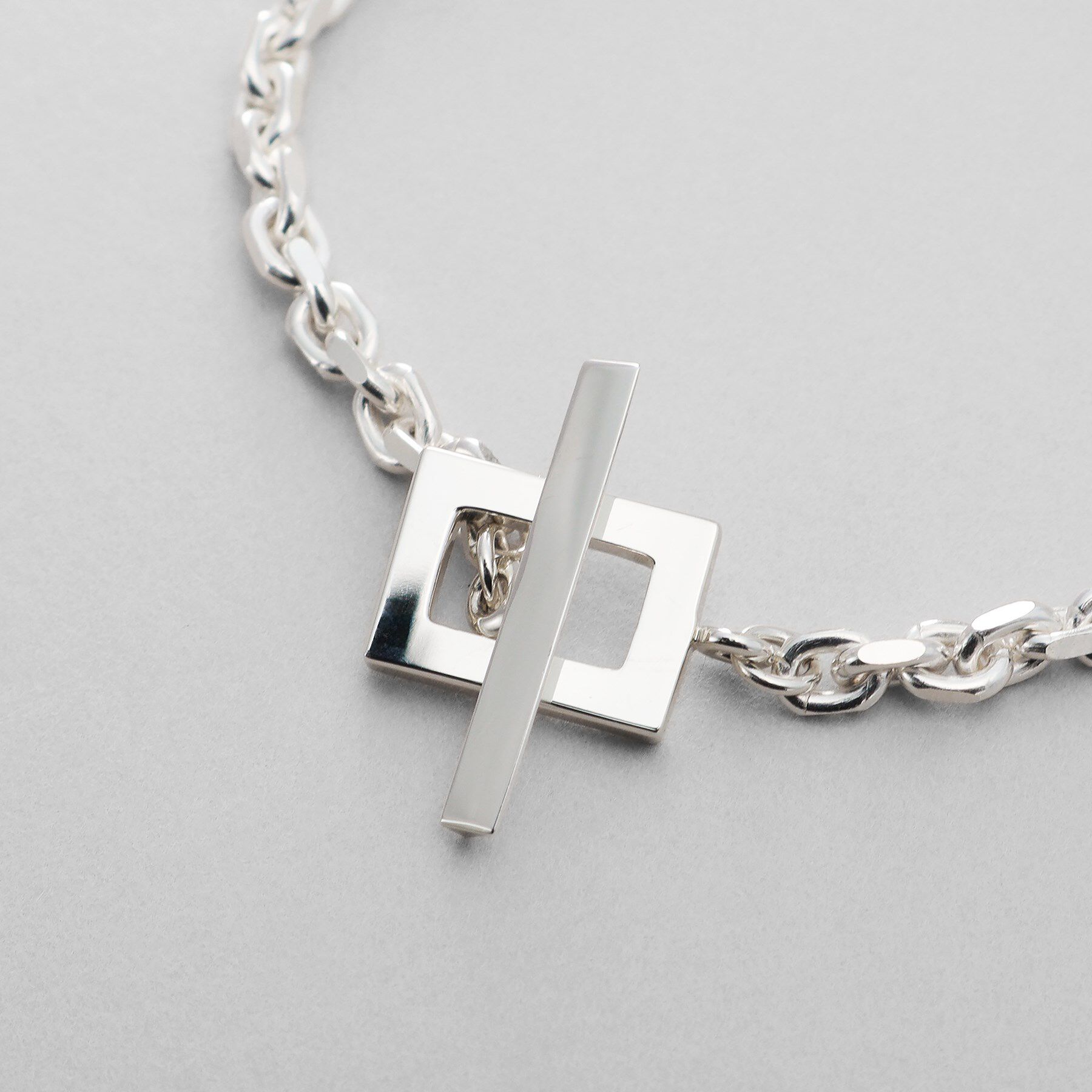 COCOSHNIK ONKITSCH「シルバー カットケーブルチェーン レクタングルマンテルブレスレット S」|ブレスレット・バングル|