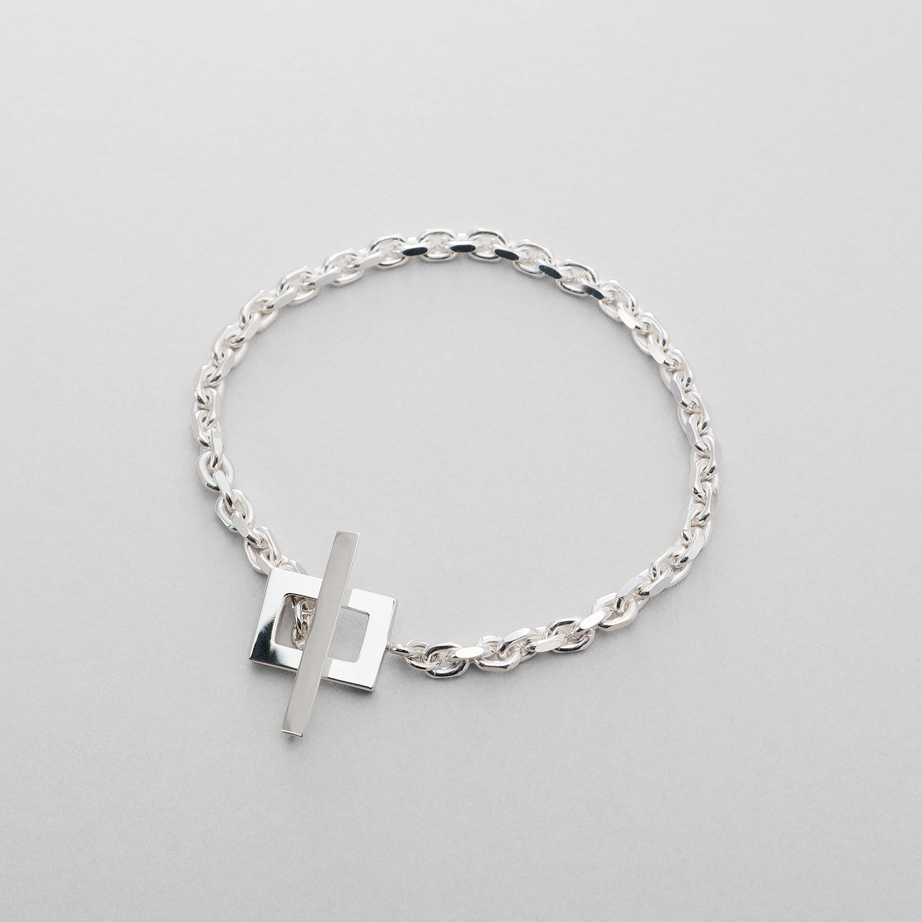 COCOSHNIK ONKITSCH「シルバー カットケーブルチェーン レクタングルマンテルブレスレット S」|ブレスレット・バングル|