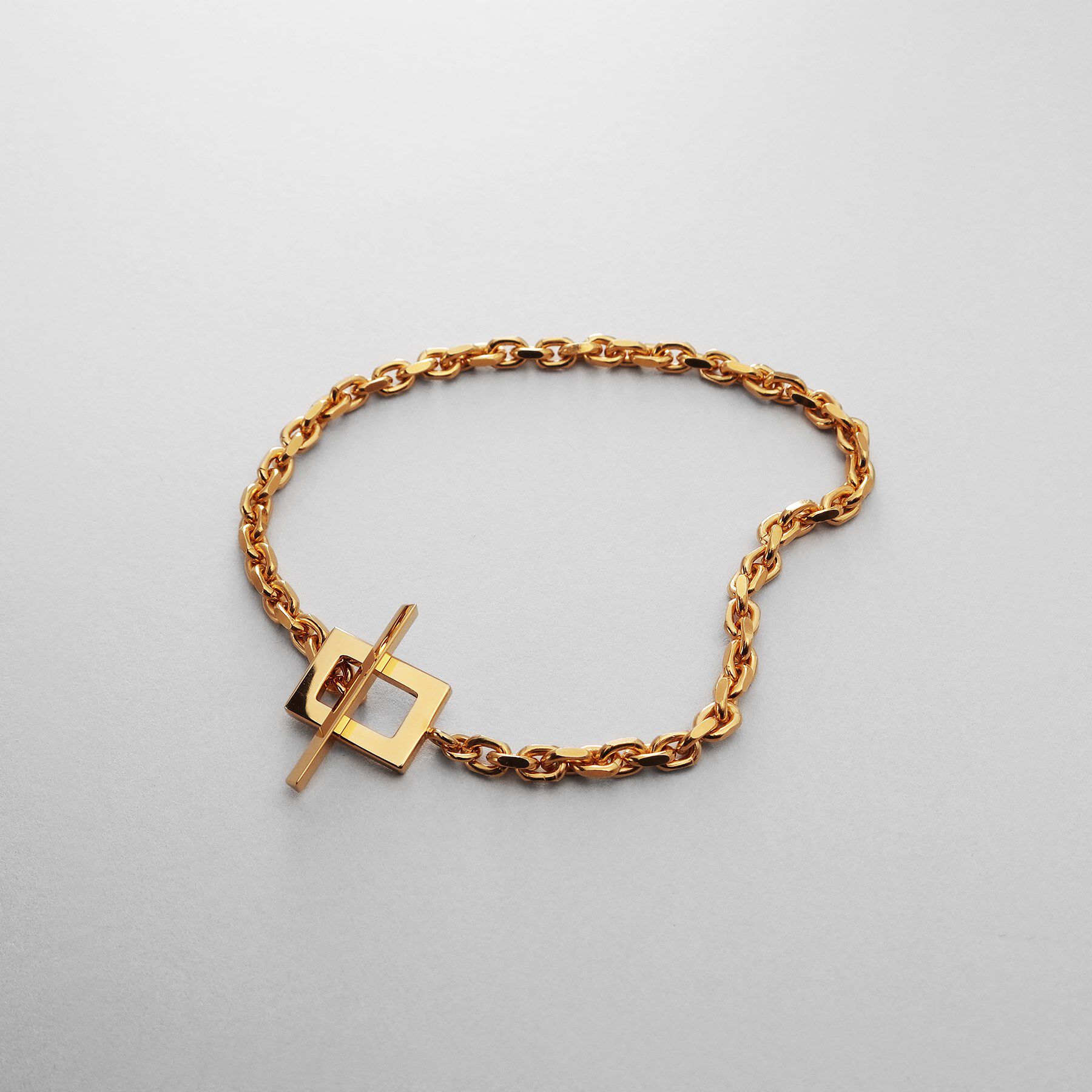 COCOSHNIK ONKITSCH「シルバー カットケーブルチェーン レクタングルマンテルブレスレット L GP」|ブレスレット・バングル|