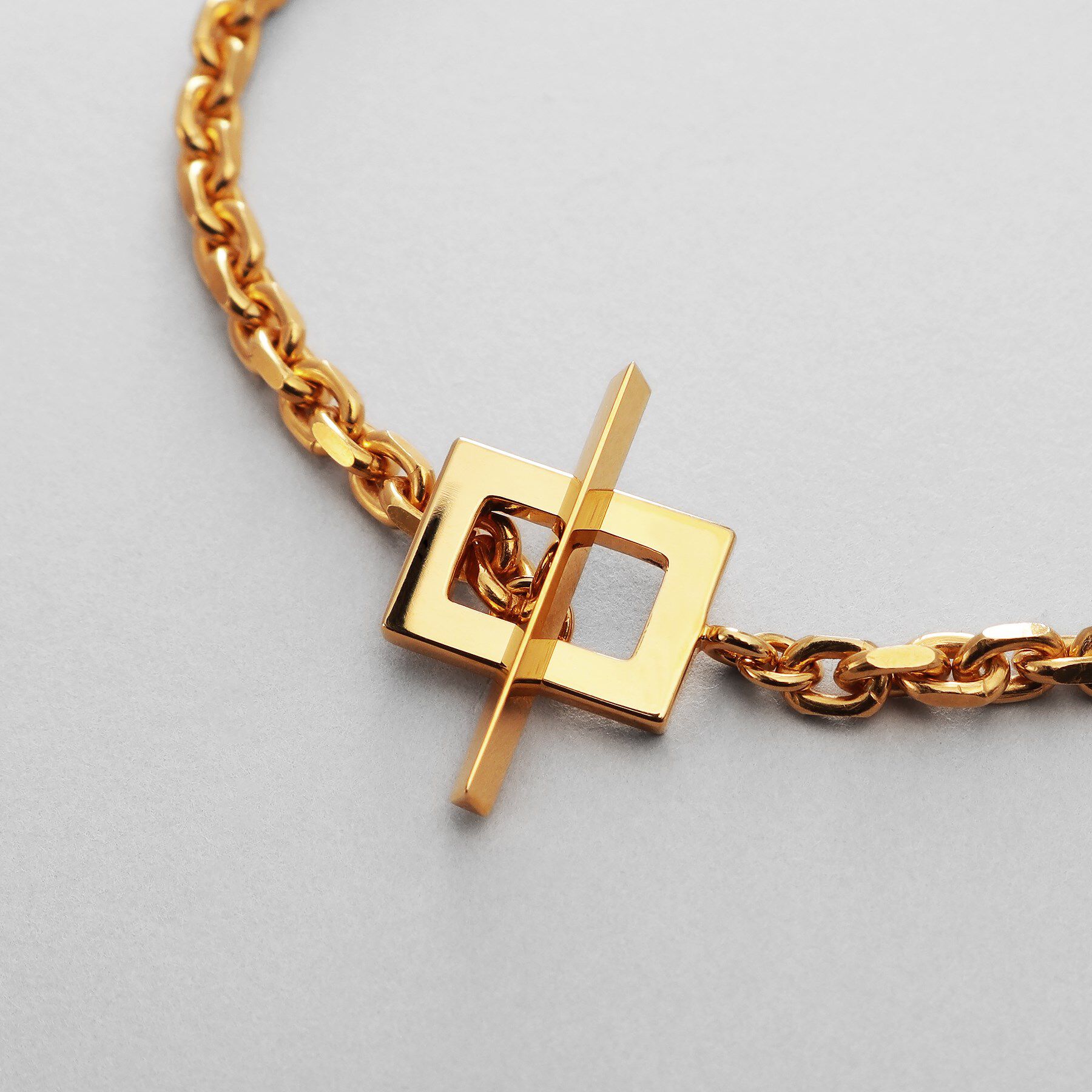 COCOSHNIK ONKITSCH「シルバー カットケーブルチェーン レクタングルマンテルブレスレット L GP」|ブレスレット・バングル|