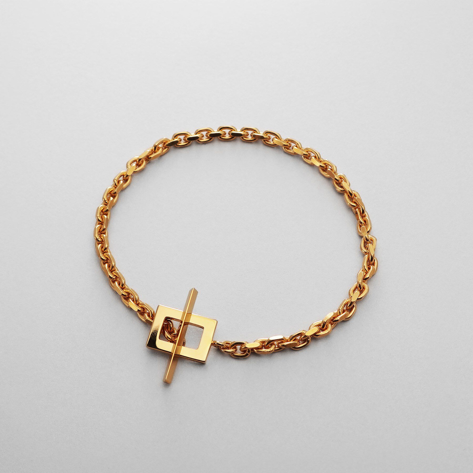 COCOSHNIK ONKITSCH「シルバー カットケーブルチェーン レクタングルマンテルブレスレット L GP」|ブレスレット・バングル|