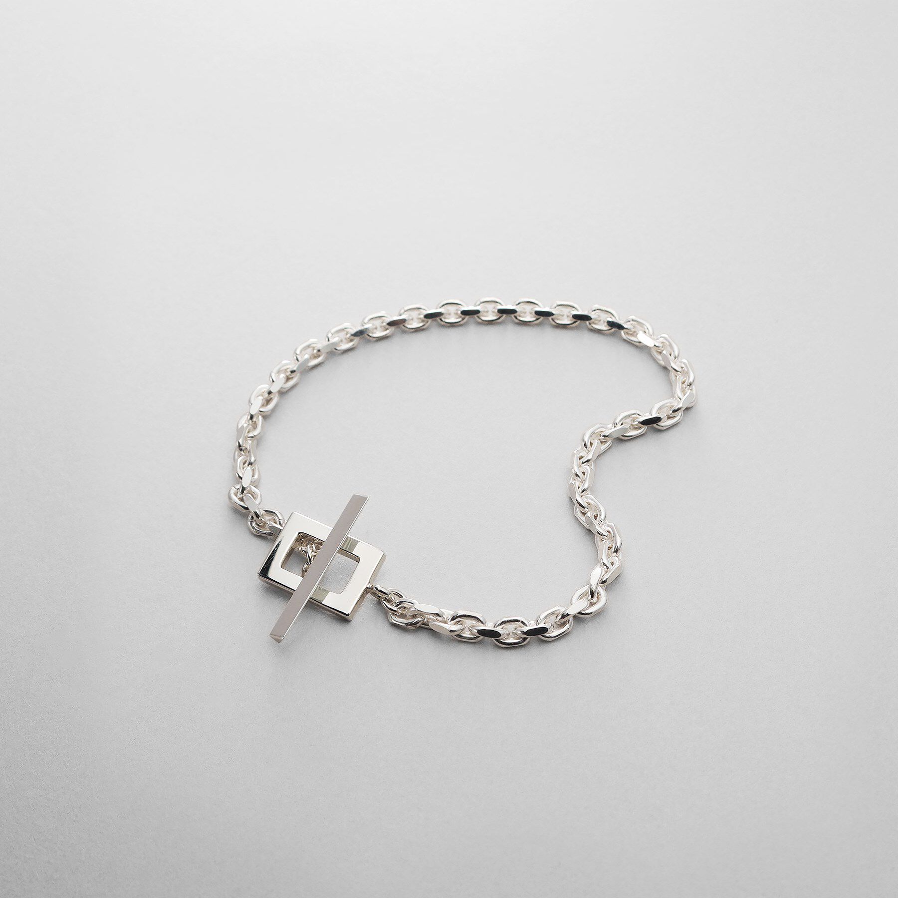 COCOSHNIK ONKITSCH「シルバー カットケーブルチェーン レクタングルマンテルブレスレット L」|ブレスレット・バングル|