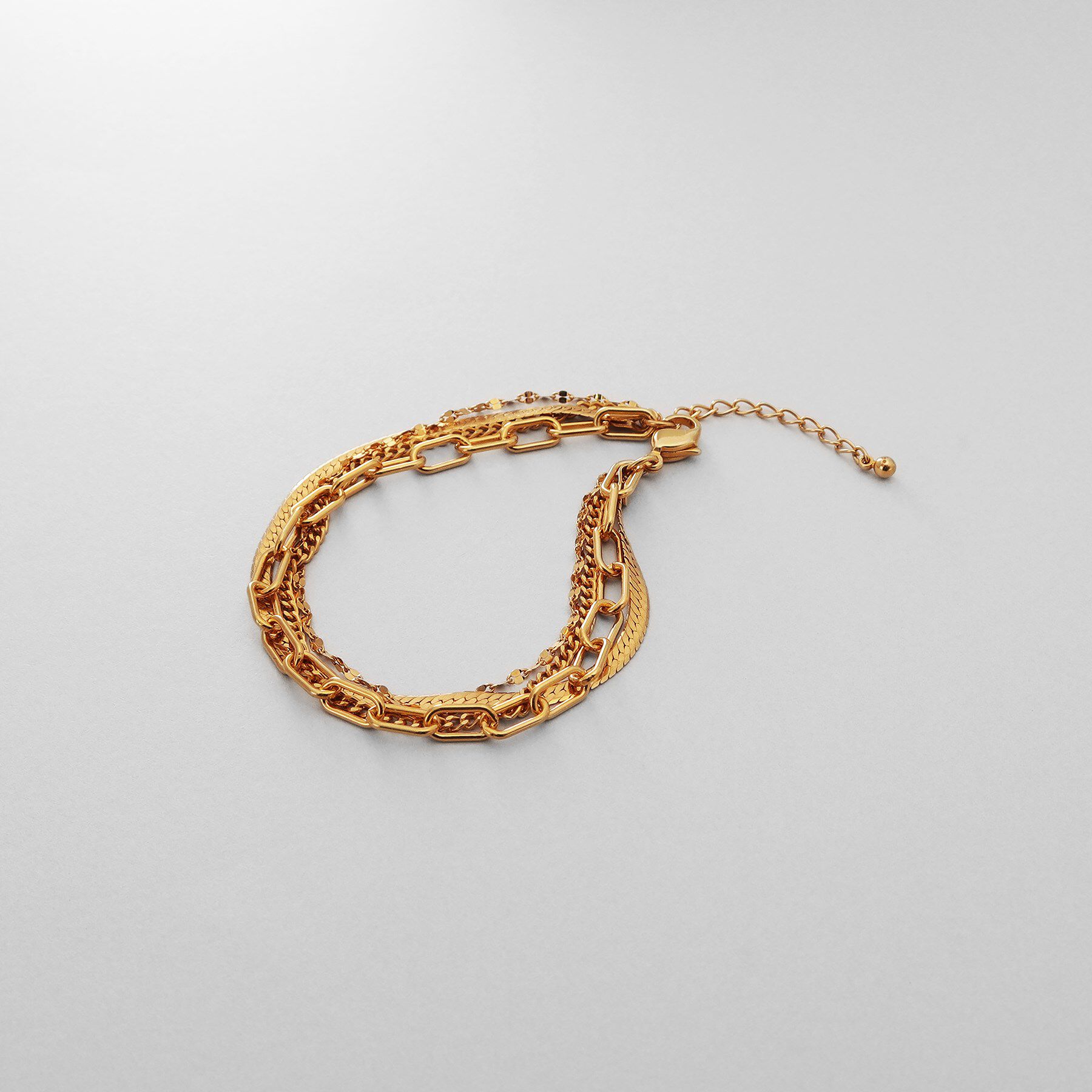 COCOSHNIK ONKITSCH「シルバー コンビネーションチェーン クアッドブレスレット GP」|ブレスレット・バングル|