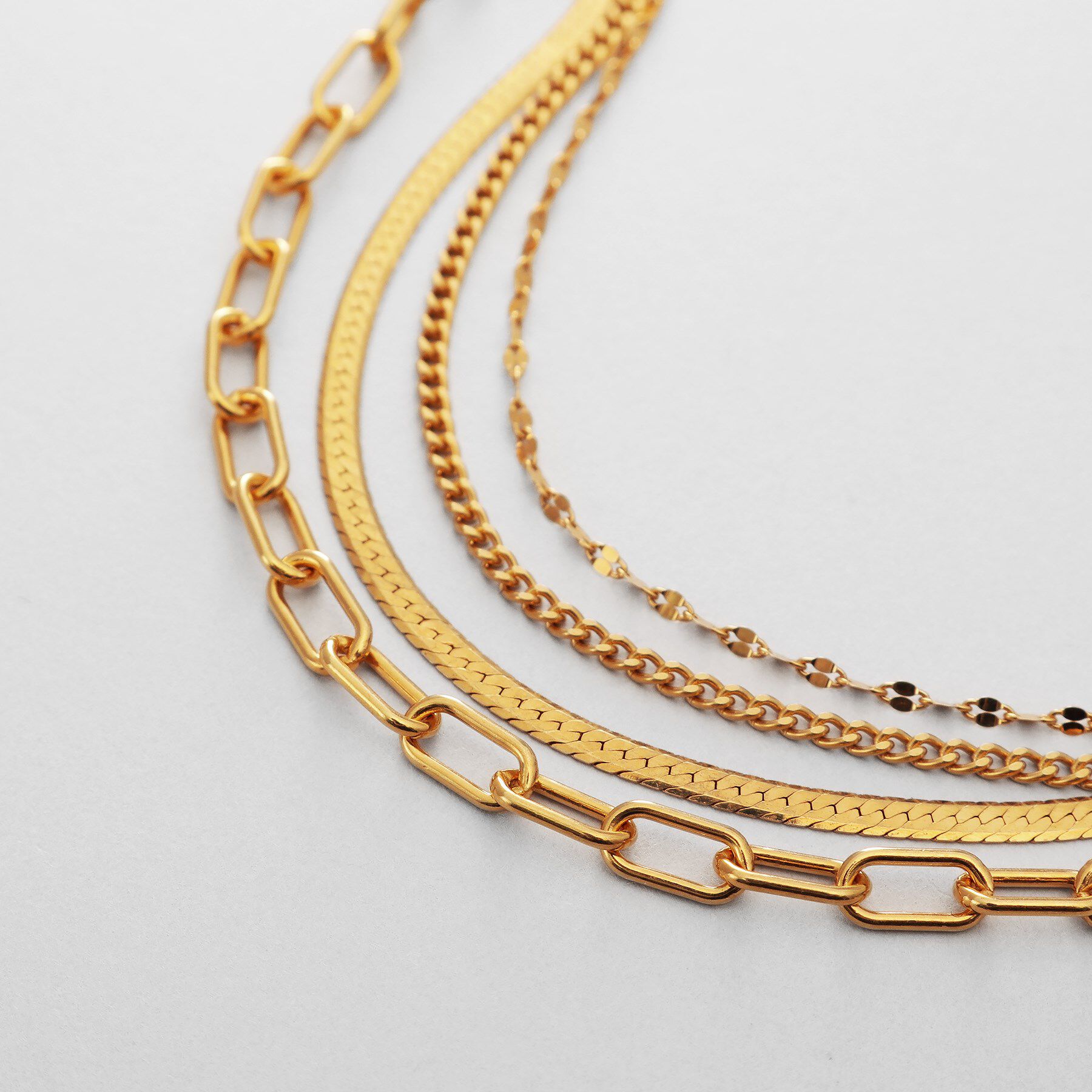 COCOSHNIK ONKITSCH「シルバー コンビネーションチェーン クアッドブレスレット GP」|ブレスレット・バングル|