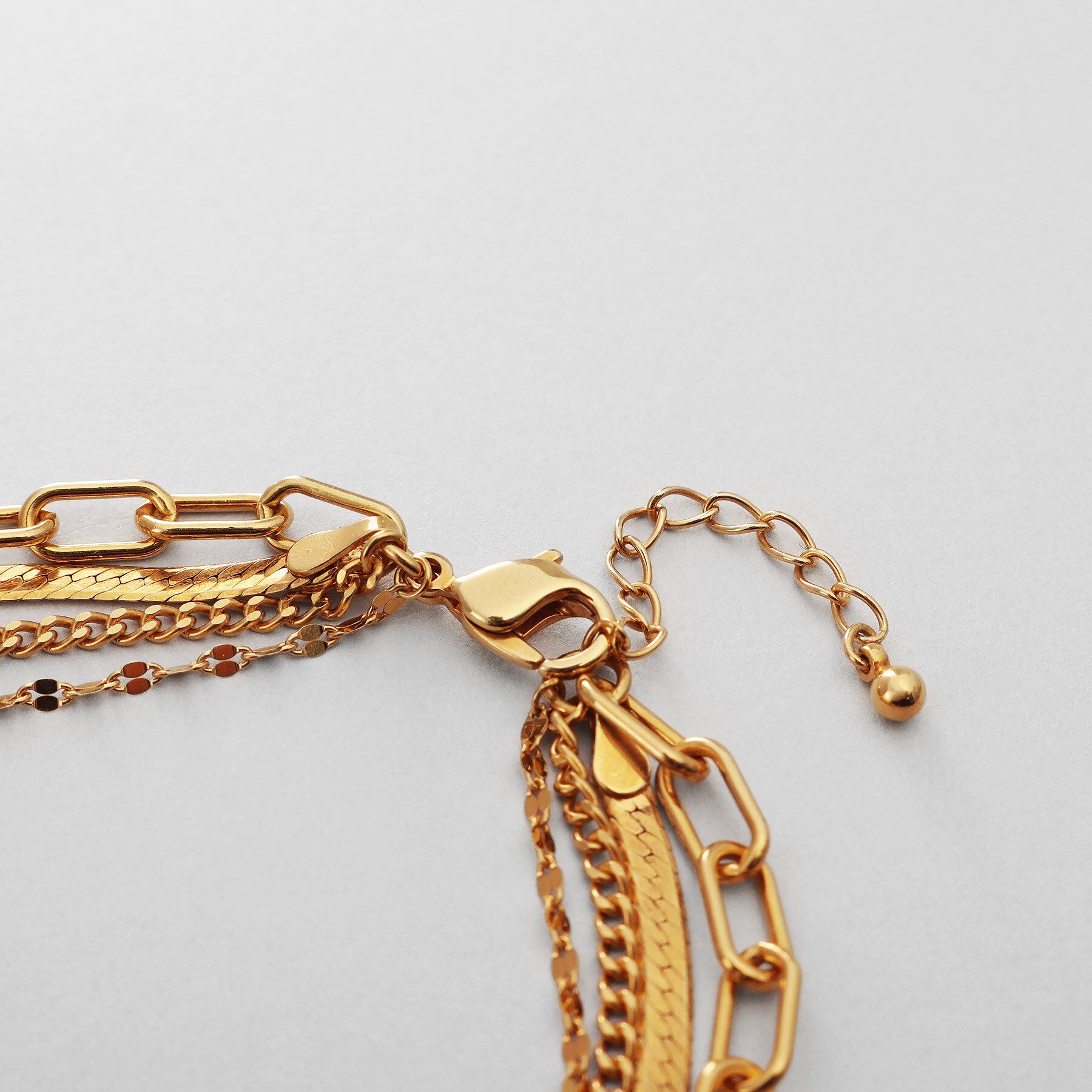 COCOSHNIK ONKITSCH「シルバー コンビネーションチェーン クアッドブレスレット GP」|ブレスレット・バングル|