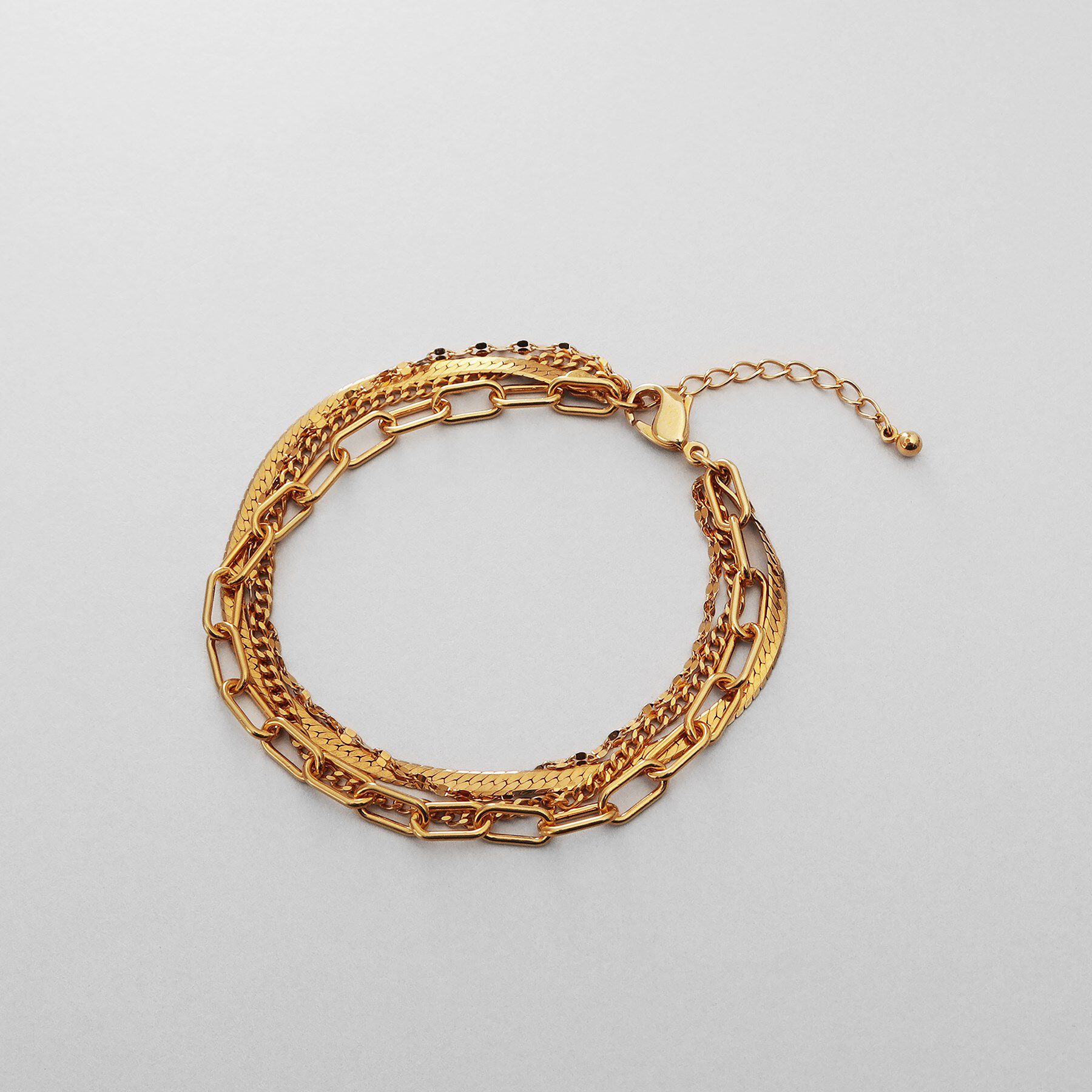 COCOSHNIK ONKITSCH「シルバー コンビネーションチェーン クアッドブレスレット GP」|ブレスレット・バングル|