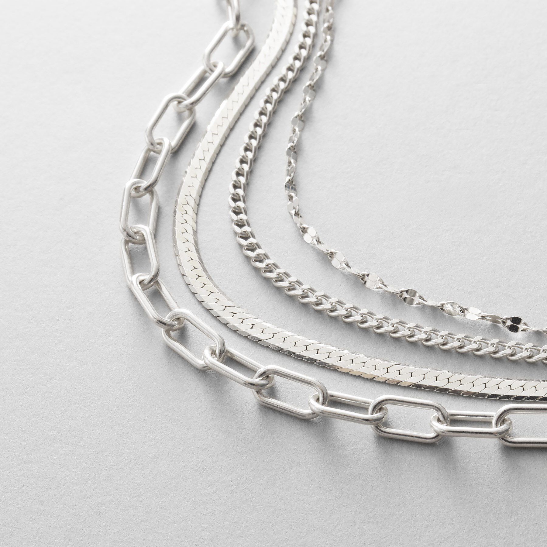 COCOSHNIK ONKITSCH「シルバー コンビネーションチェーン クアッドブレスレット」|ブレスレット・バングル|