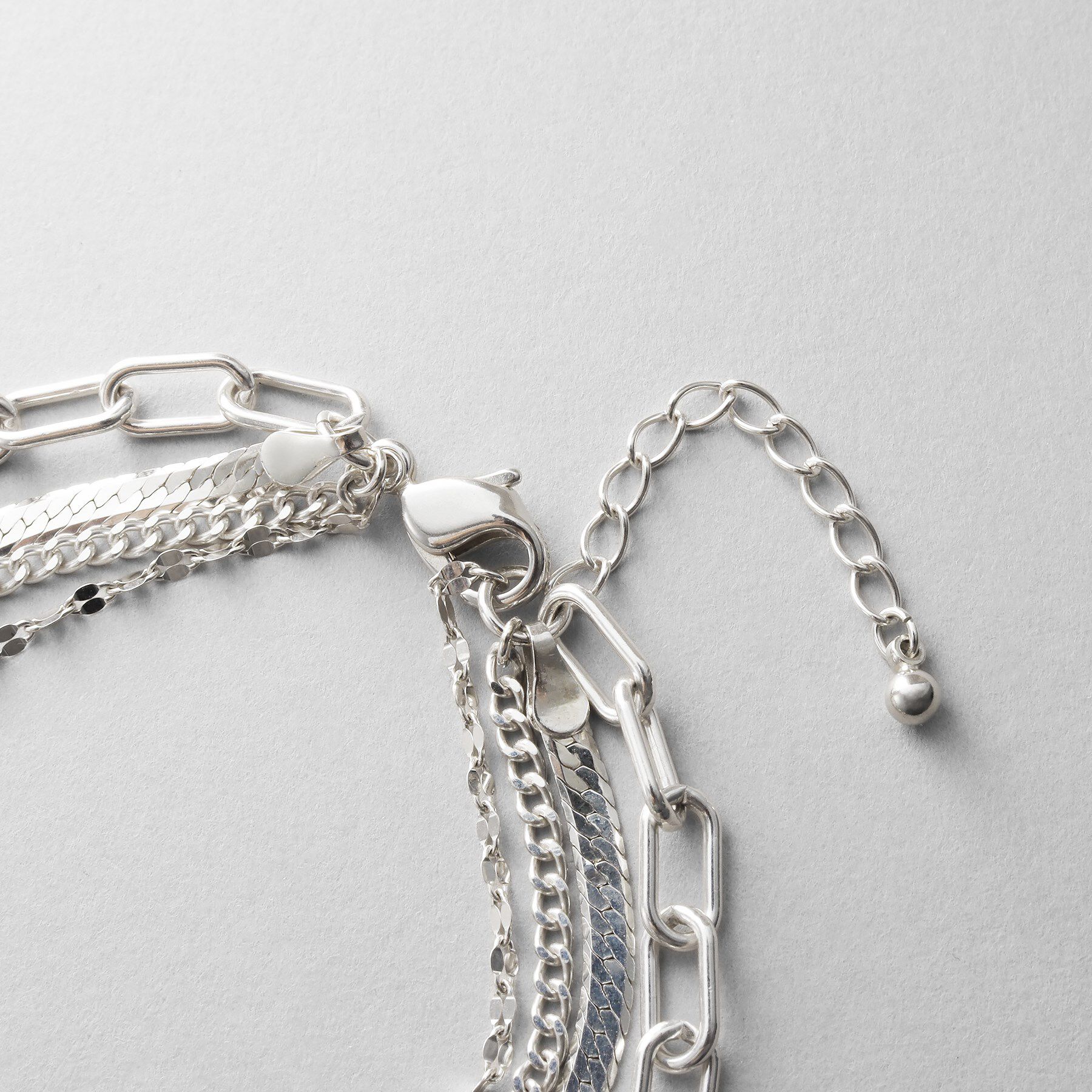 COCOSHNIK ONKITSCH「シルバー コンビネーションチェーン クアッドブレスレット」|ブレスレット・バングル|