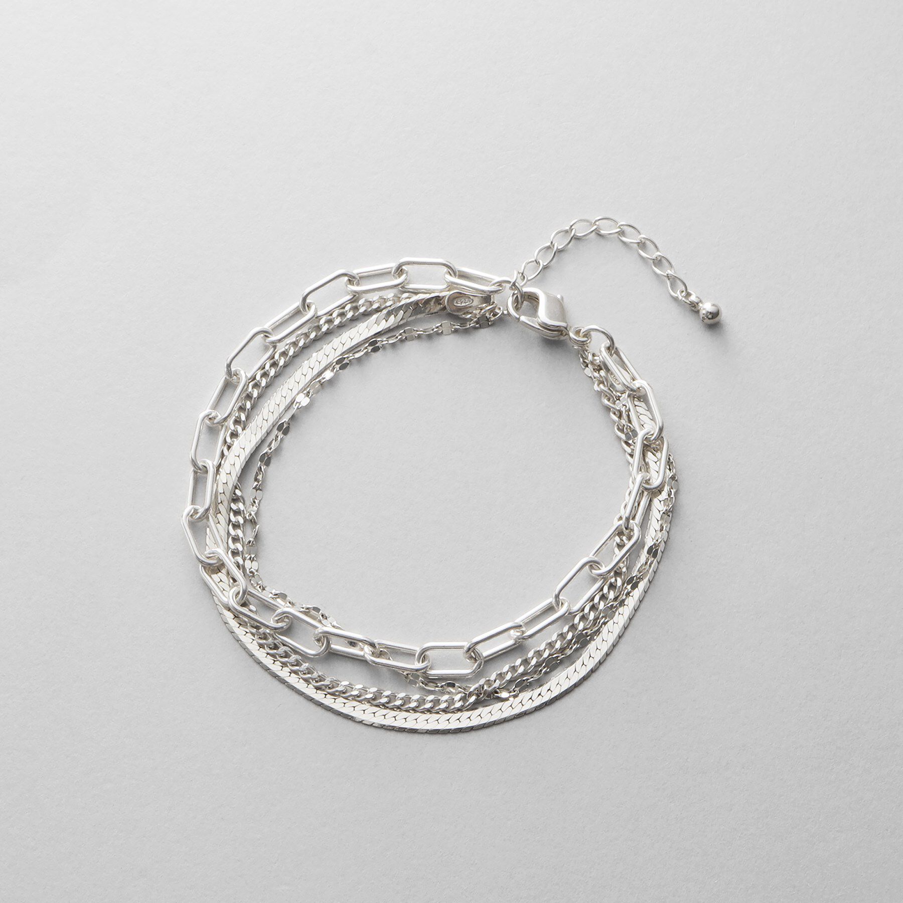 COCOSHNIK ONKITSCH「シルバー コンビネーションチェーン クアッドブレスレット」|ブレスレット・バングル|