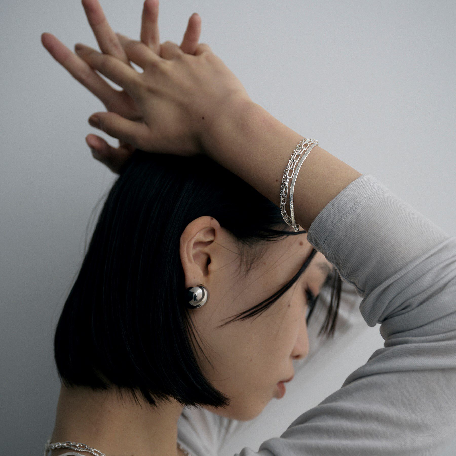 COCOSHNIK ONKITSCH「シルバー コンビネーションチェーン クアッドブレスレット」|ブレスレット・バングル|