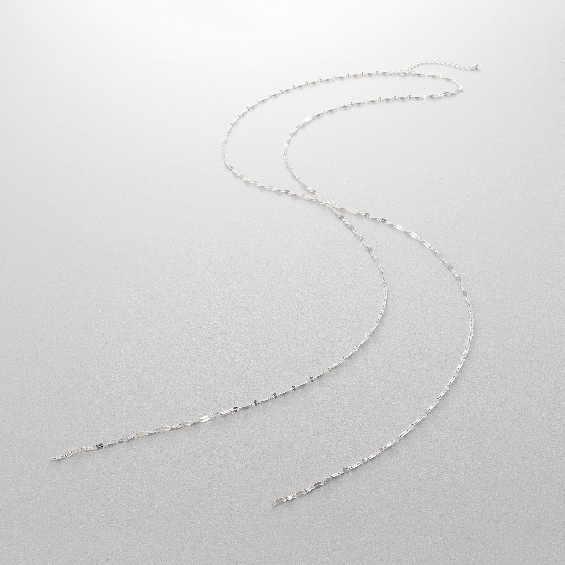 COCOSHNIK ONKITSCH「シルバー デザインチェーン デュアルペタル フリンジYネックレス」|ネックレス|