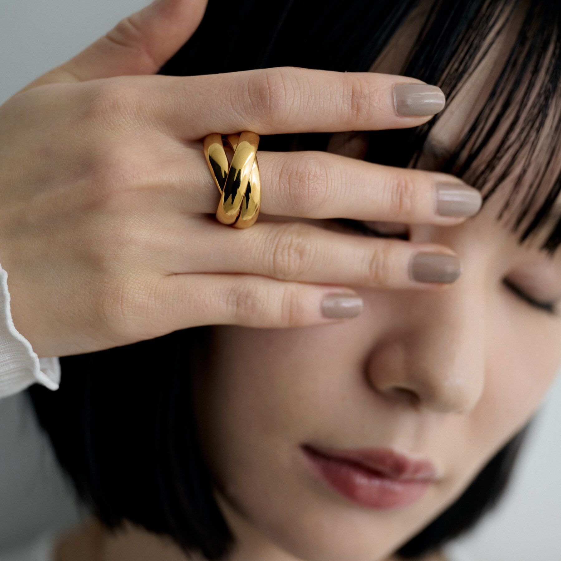 COCOSHNIK ONKITSCH「シルバー ボリュームリング ドームトリプル（16号、18号） GP」|リング|