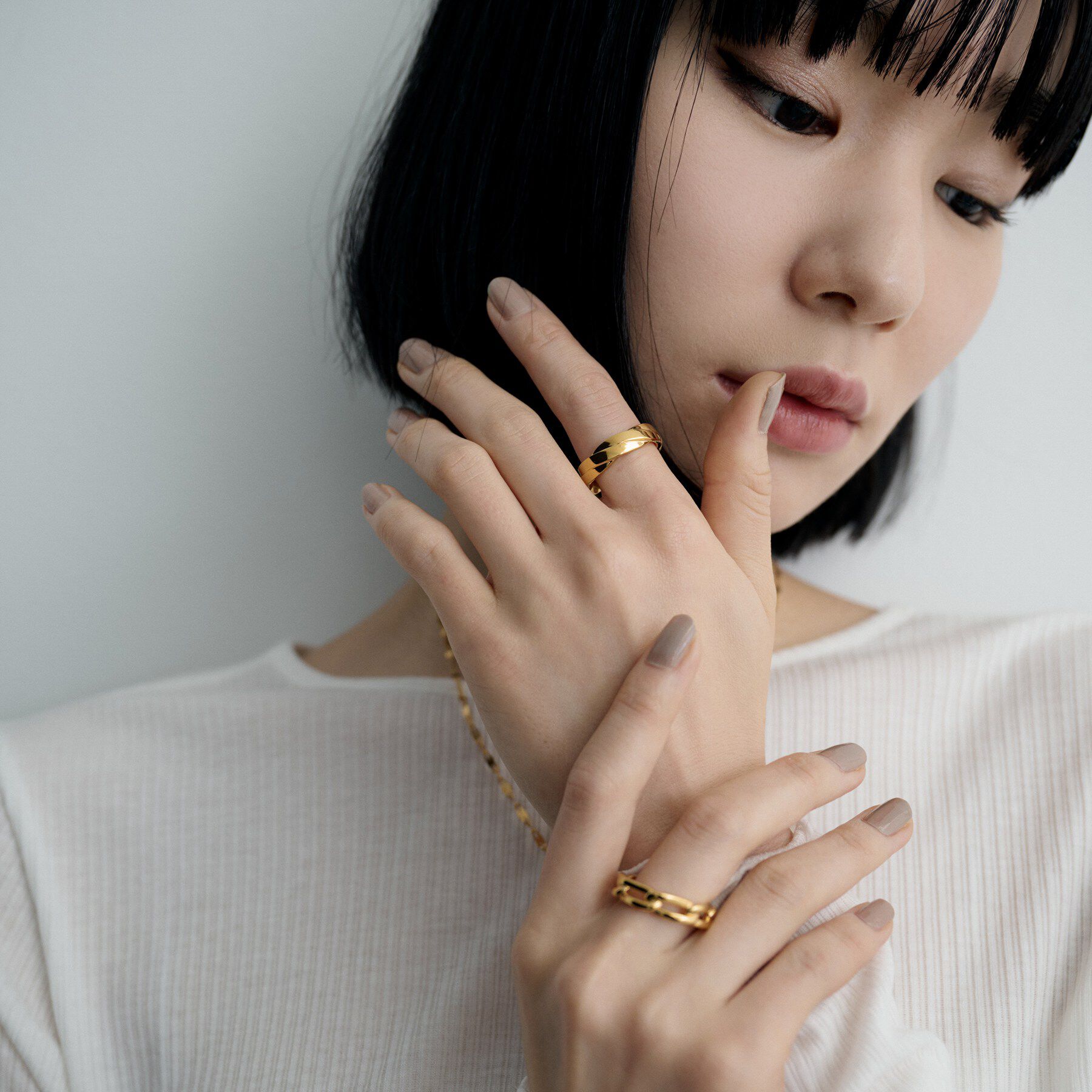 COCOSHNIK ONKITSCH「シルバー フラットブレイドリング（16号、18号） GP」|リング|