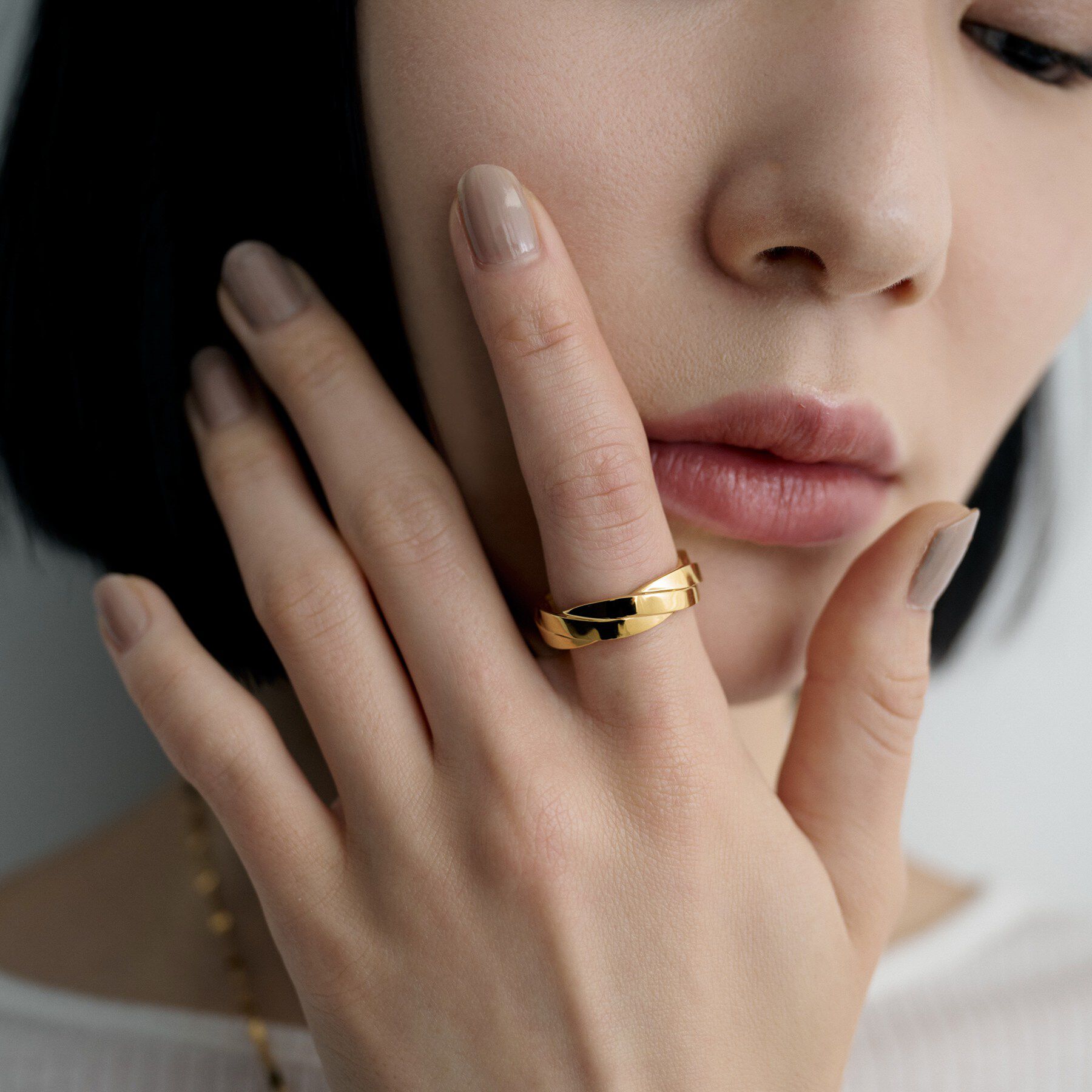 COCOSHNIK ONKITSCH「シルバー フラットブレイドリング（16号、18号） GP」|リング|