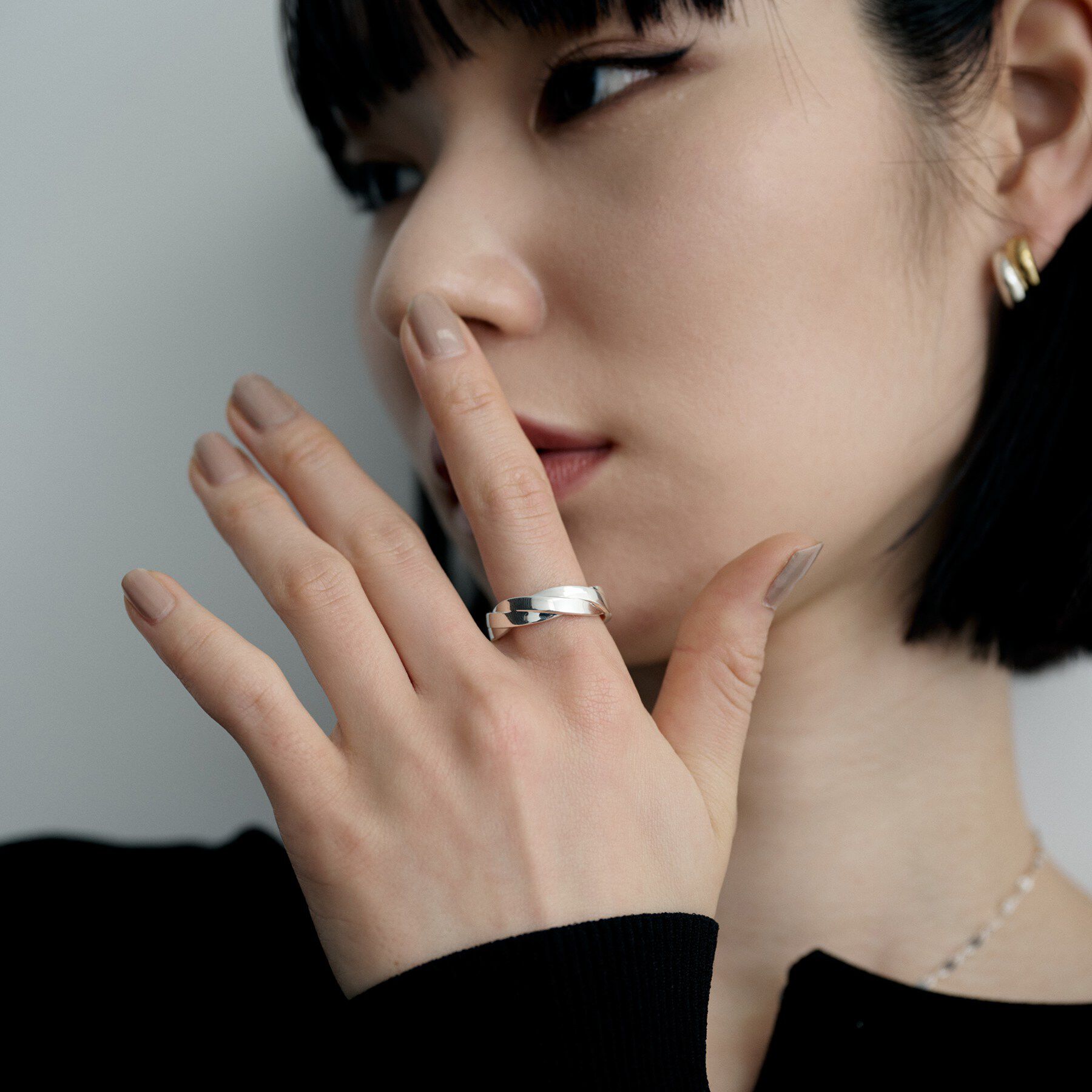 COCOSHNIK ONKITSCH「シルバー フラットブレイドリング（16号、18号）」|リング|