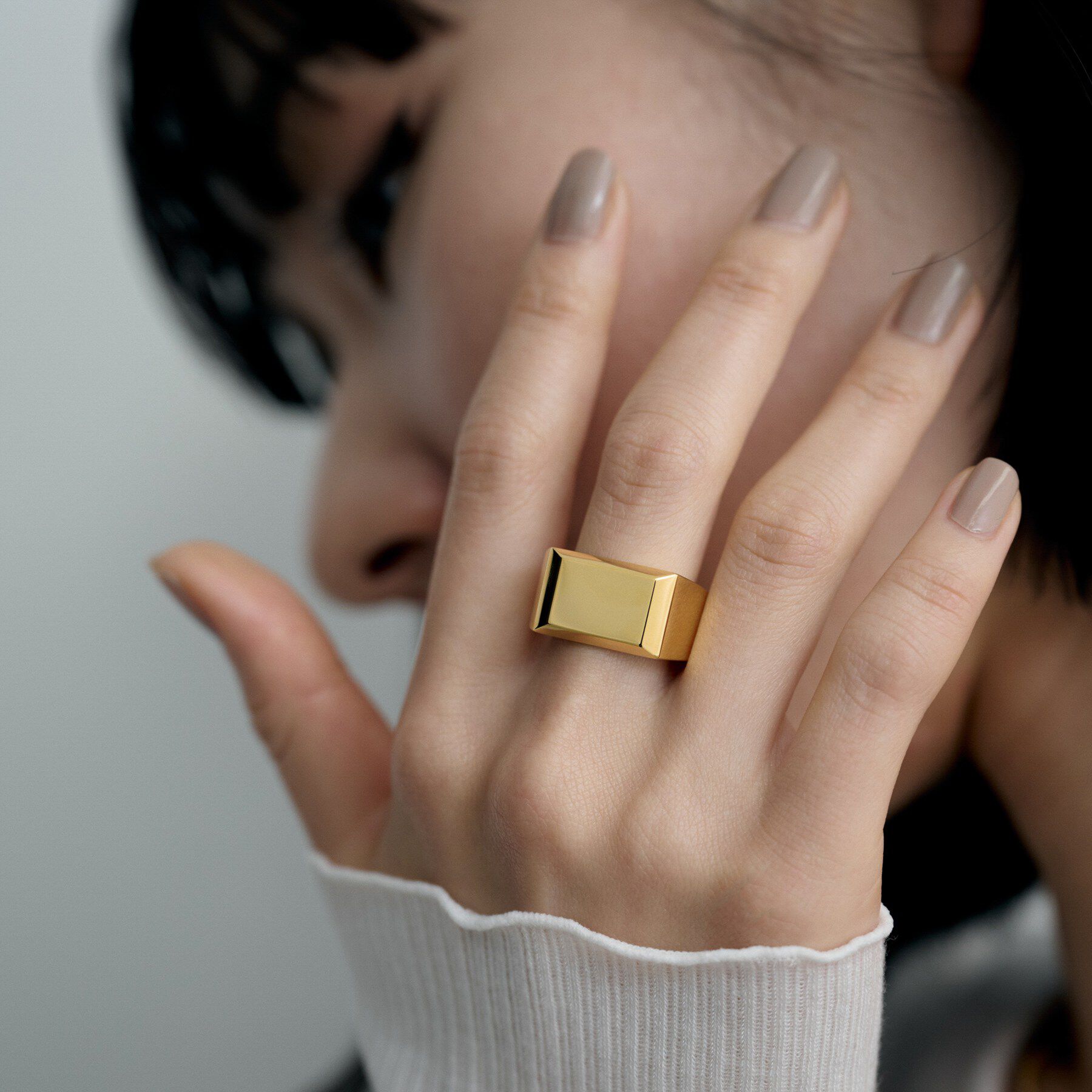 COCOSHNIK ONKITSCH「シルバー バケットカット シグネットリング（16号、18号） GP」|リング|