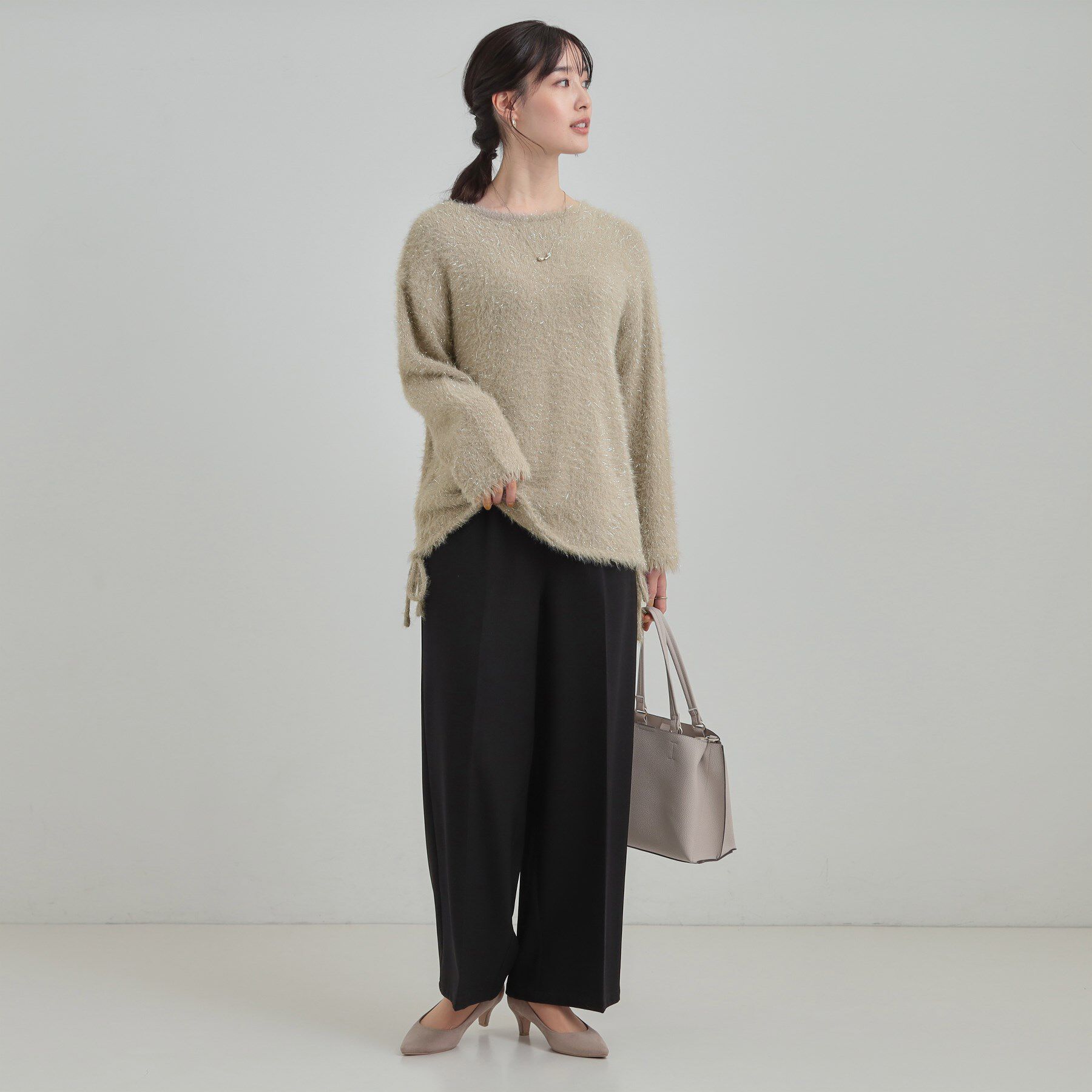 SHOO･LA･RUE「キラふわ ラメフェザー ドロストニット」|ニット・セーター|