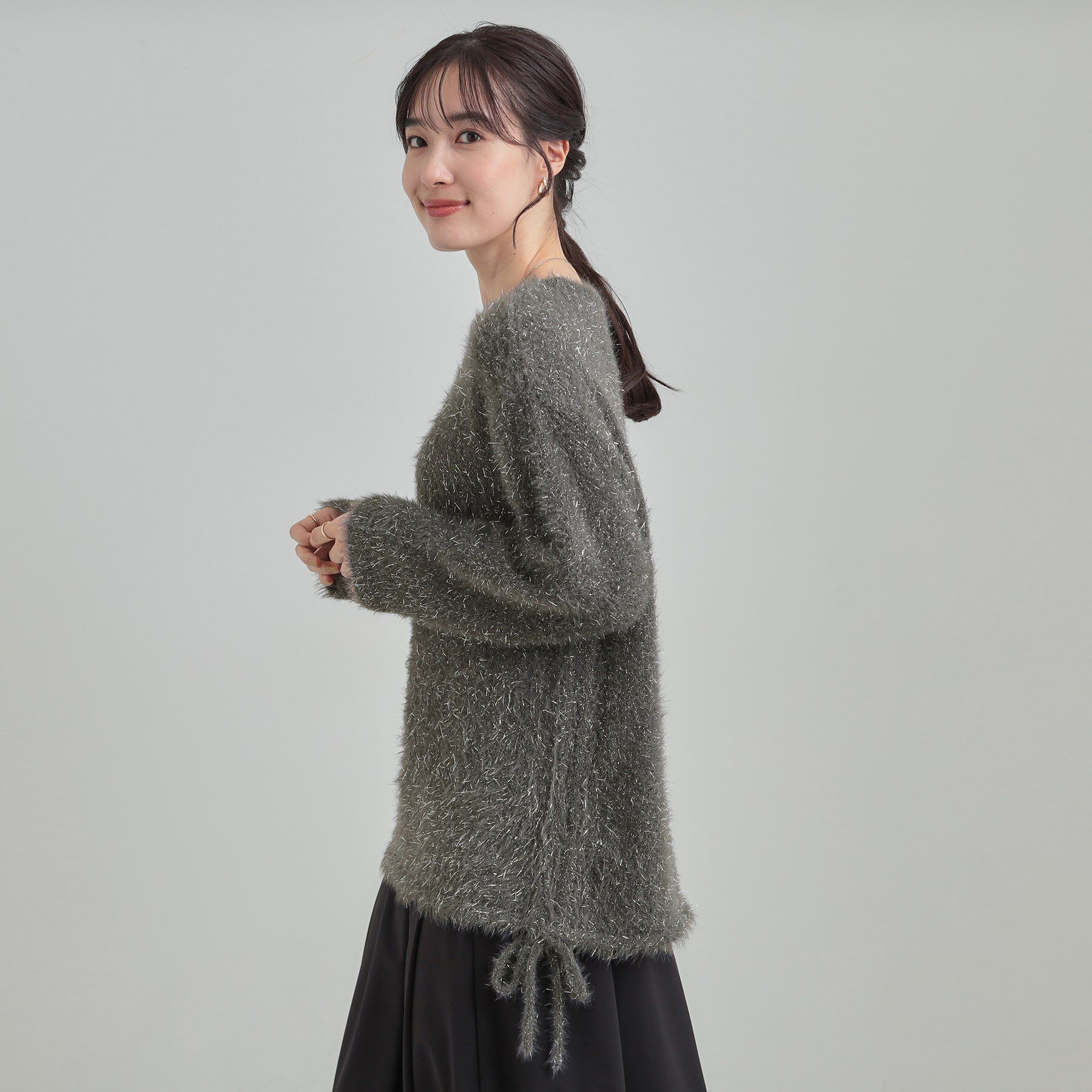 SHOO･LA･RUE「キラふわ ラメフェザー ドロストニット」|ニット・セーター|