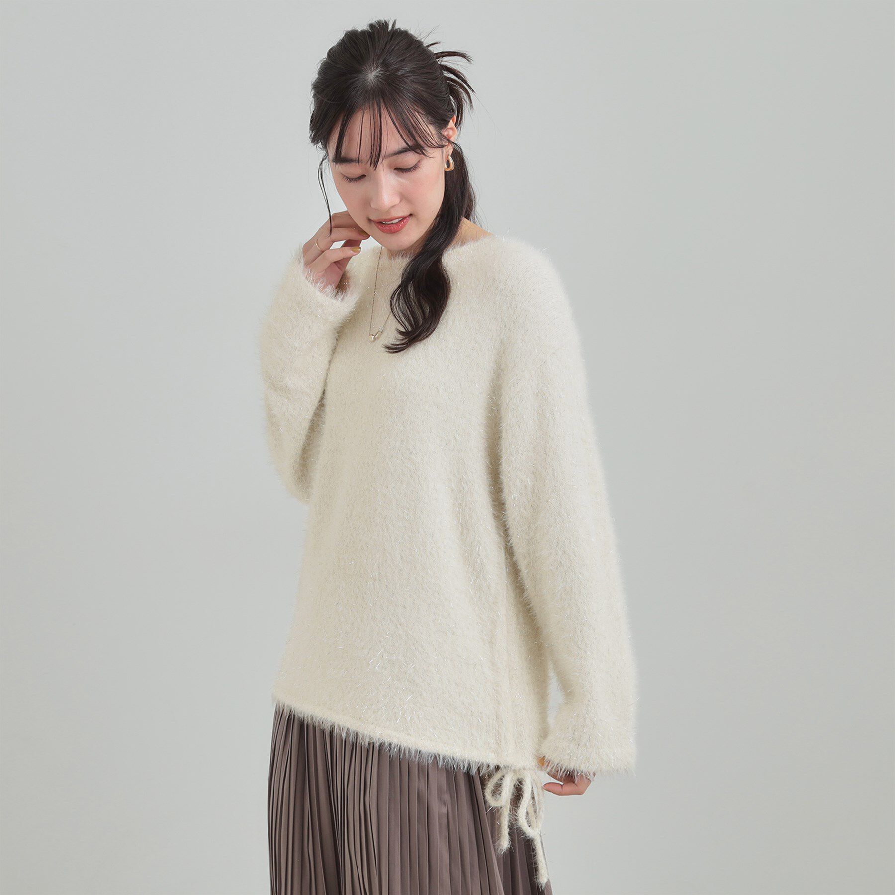 SHOO･LA･RUE「キラふわ ラメフェザー ドロストニット」|ニット・セーター|