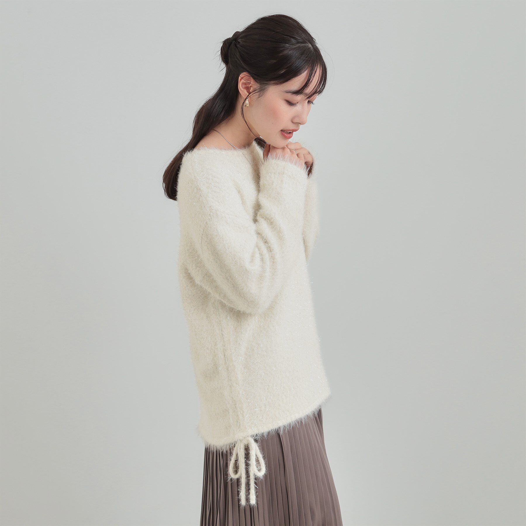 SHOO･LA･RUE「キラふわ ラメフェザー ドロストニット」|ニット・セーター|