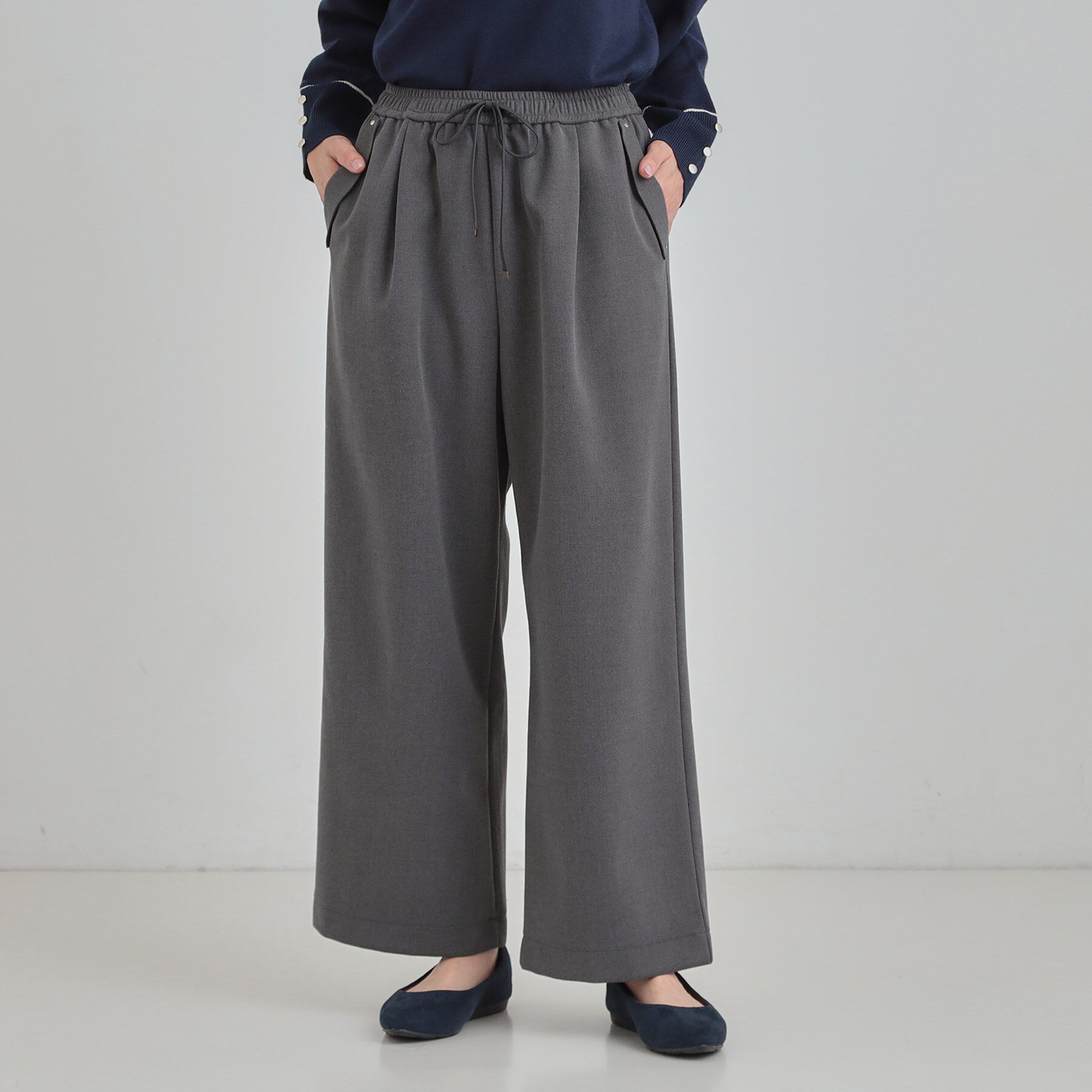 SHOO･LA･RUE「【洗濯機可/S-LL】風を通しにくい フラップイージーワイドパンツ」|その他|