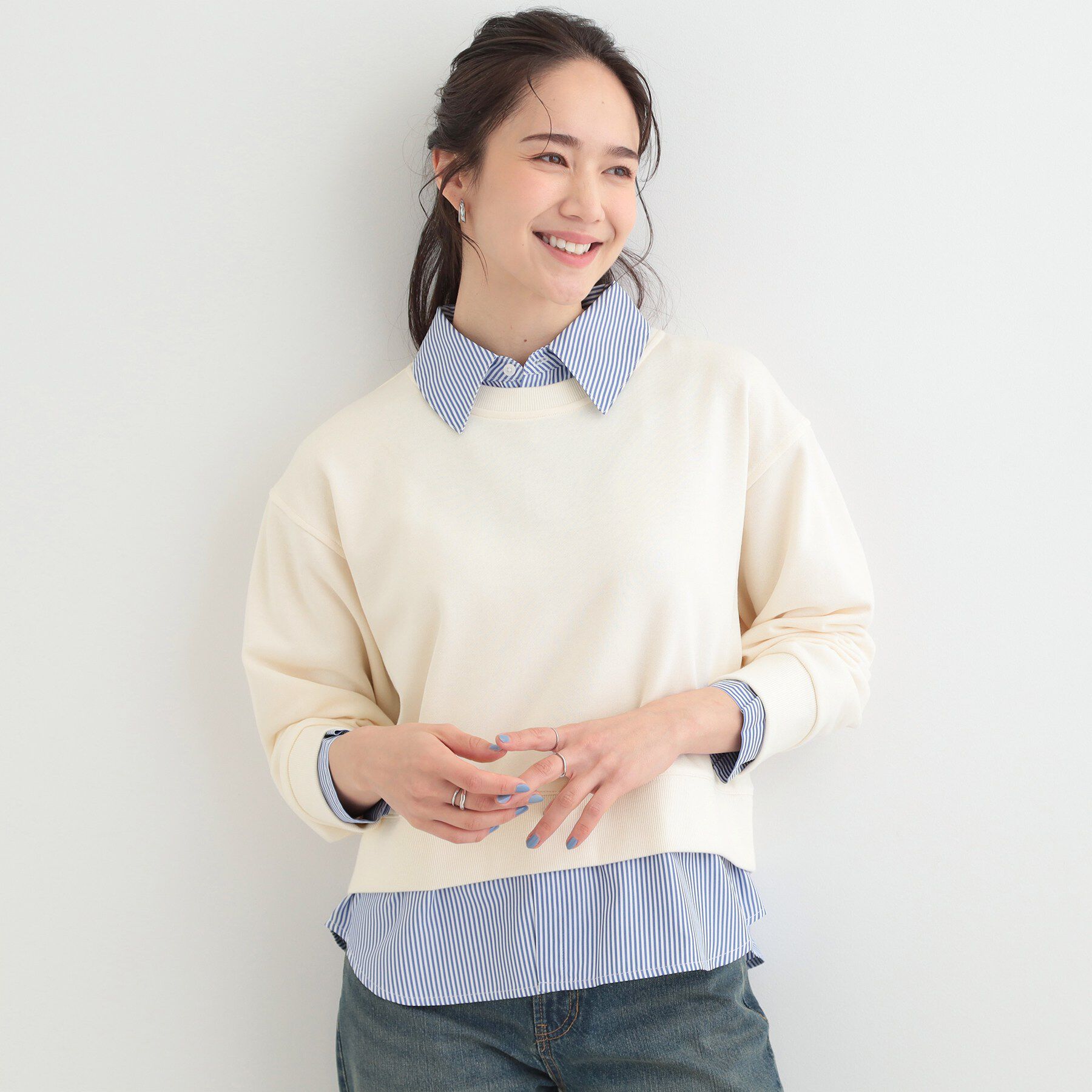 SHOO･LA･RUE「シャツレイヤード風 スウェット」|パーカー|