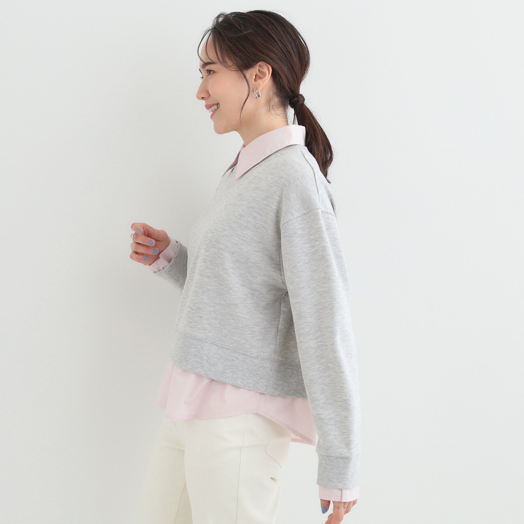 SHOO･LA･RUE「シャツレイヤード風 スウェット」|パーカー|