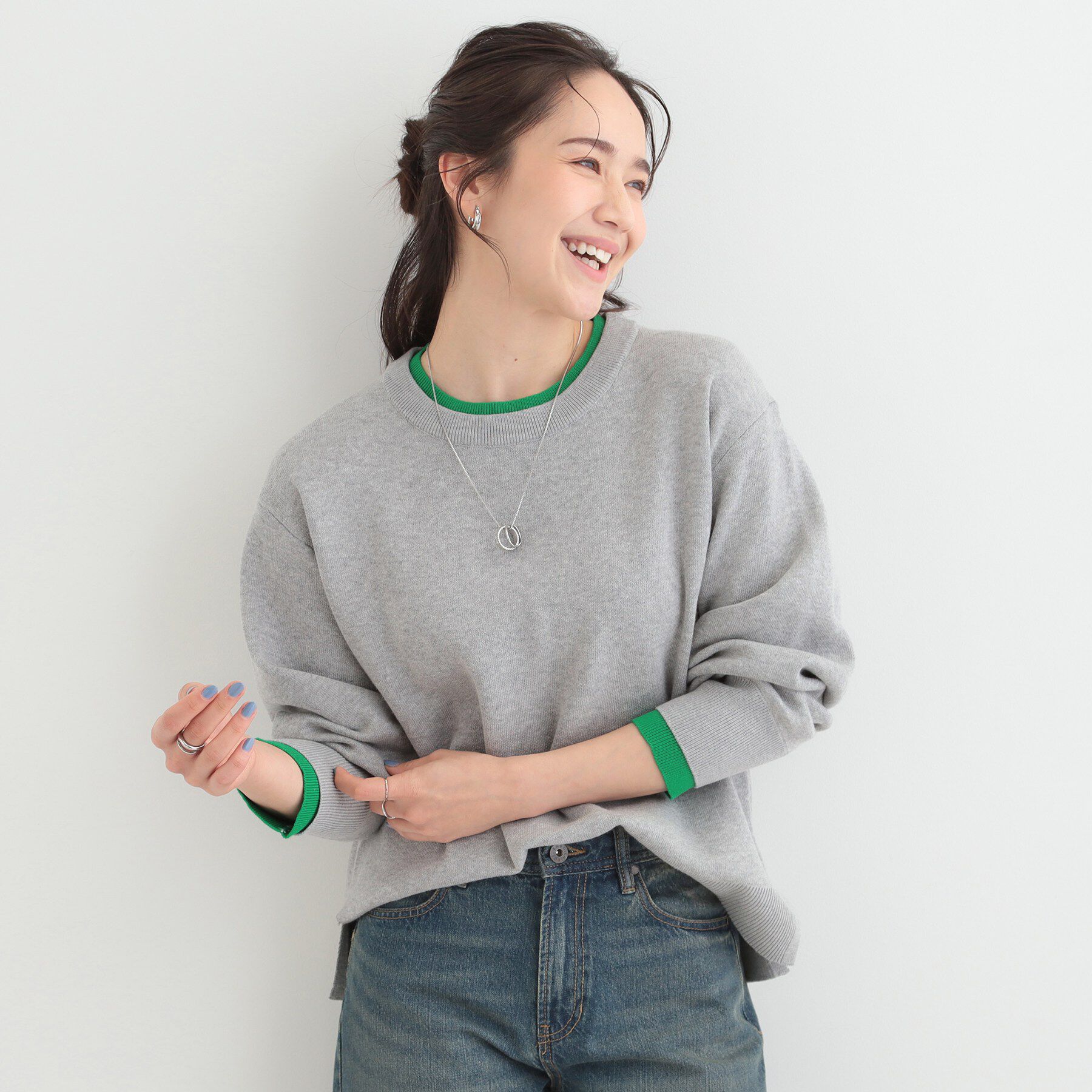 SHOO･LA･RUE「配色が上品 スウェットライクニット」|ニット・セーター|