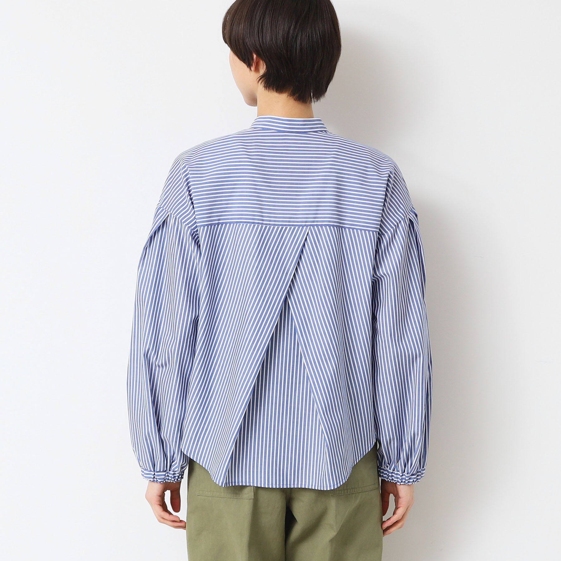 Dessin「【洗える】バンドカラーストライプシャツ（XS～L）」|シャツ・ブラウス|