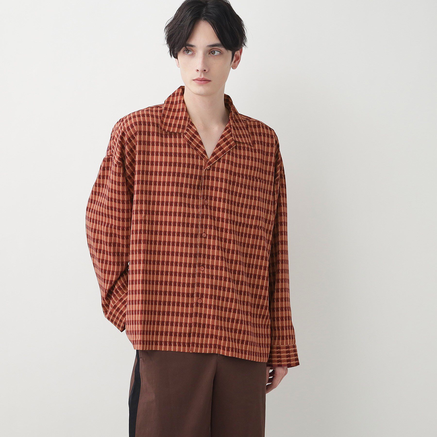 Dessin「【洗える】バイカラーチェックシャツ」|シャツ・ブラウス|レッド(262)