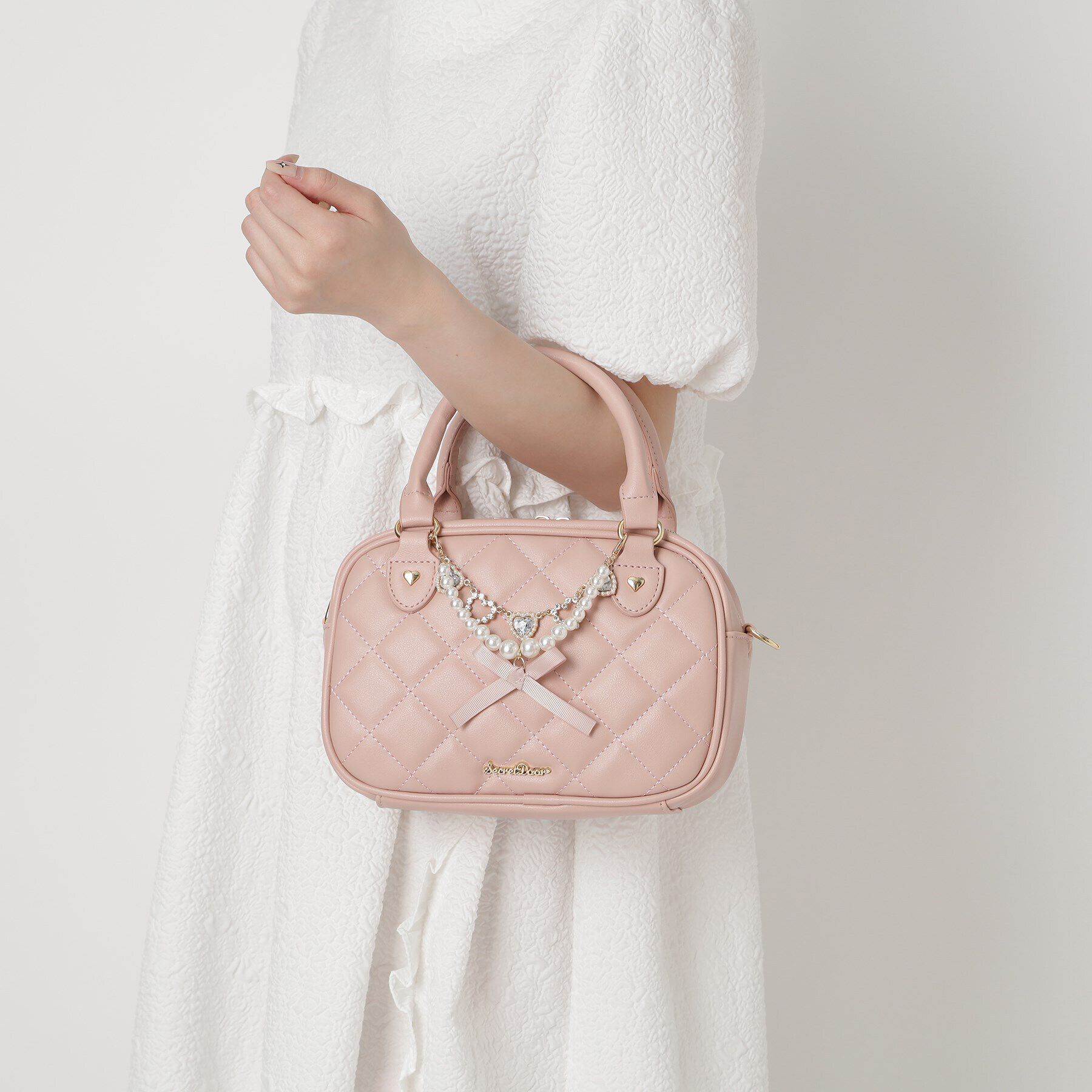 Ober Tashe「バッグチャーム付きキルティング2WAYミニボストンバッグ」|ボストンバッグ|