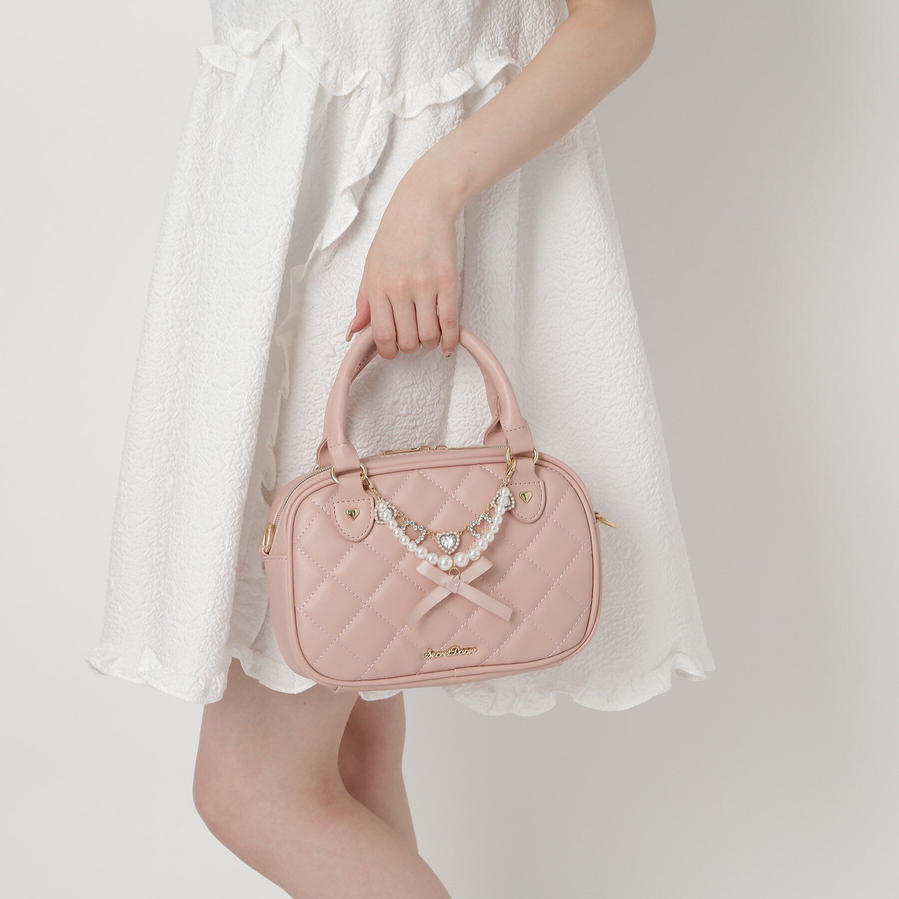 Ober Tashe「バッグチャーム付きキルティング2WAYミニボストンバッグ」|ボストンバッグ|