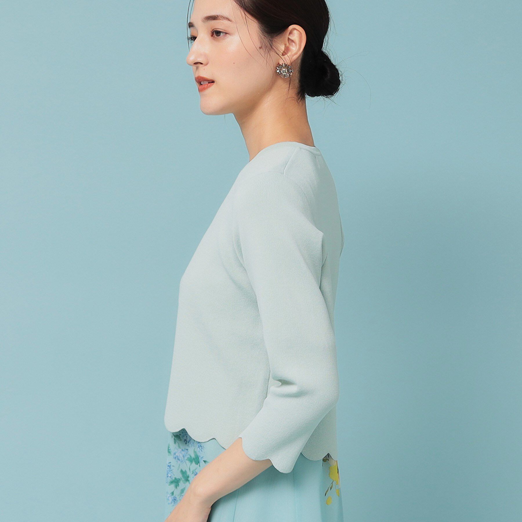 SunaUna「【人気シリーズ/4色展開】スカラップ7分袖ボレロ」|カーディガン|